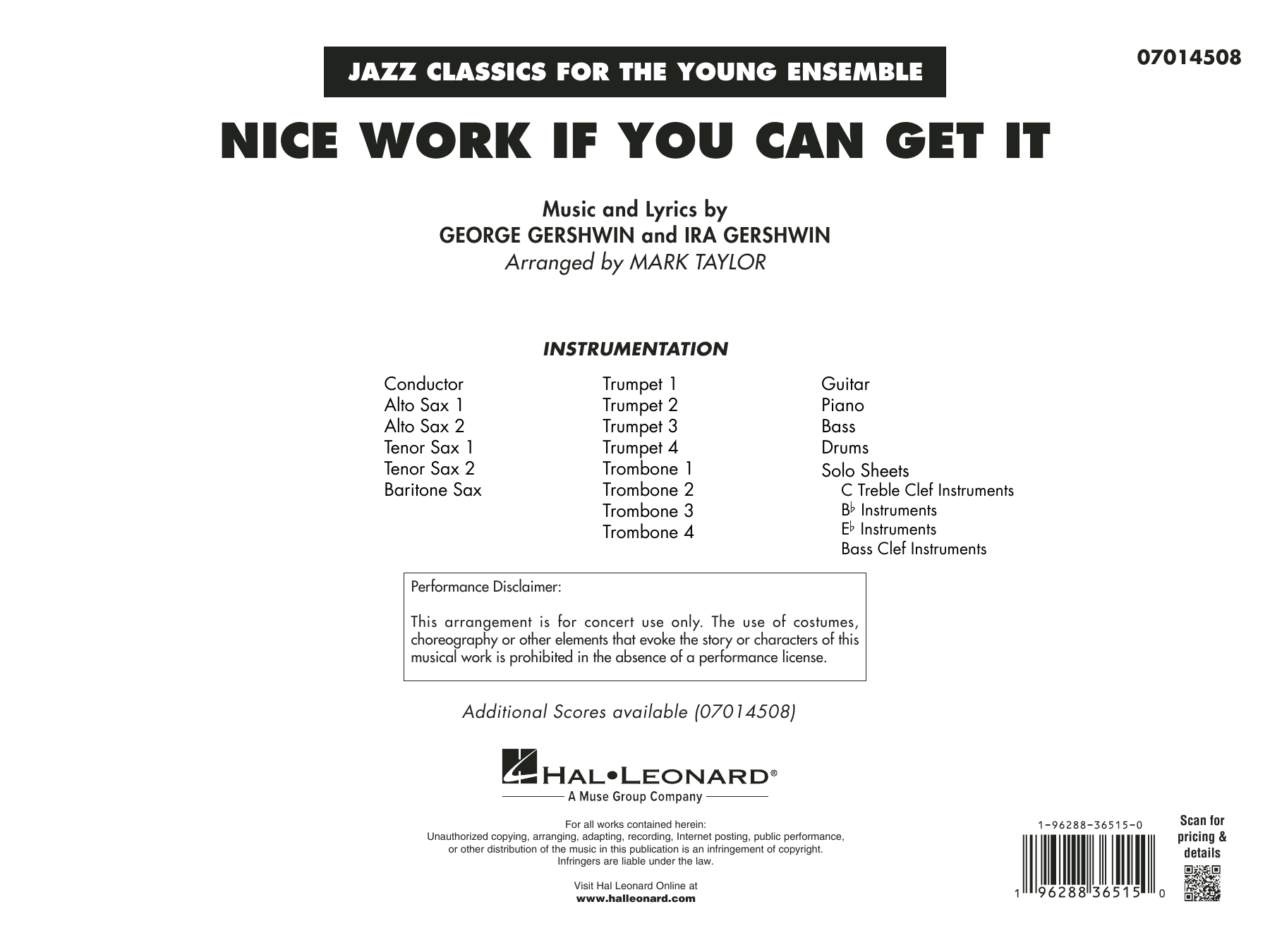 Nice Work If You Can Get It (arr. Mark Taylor)