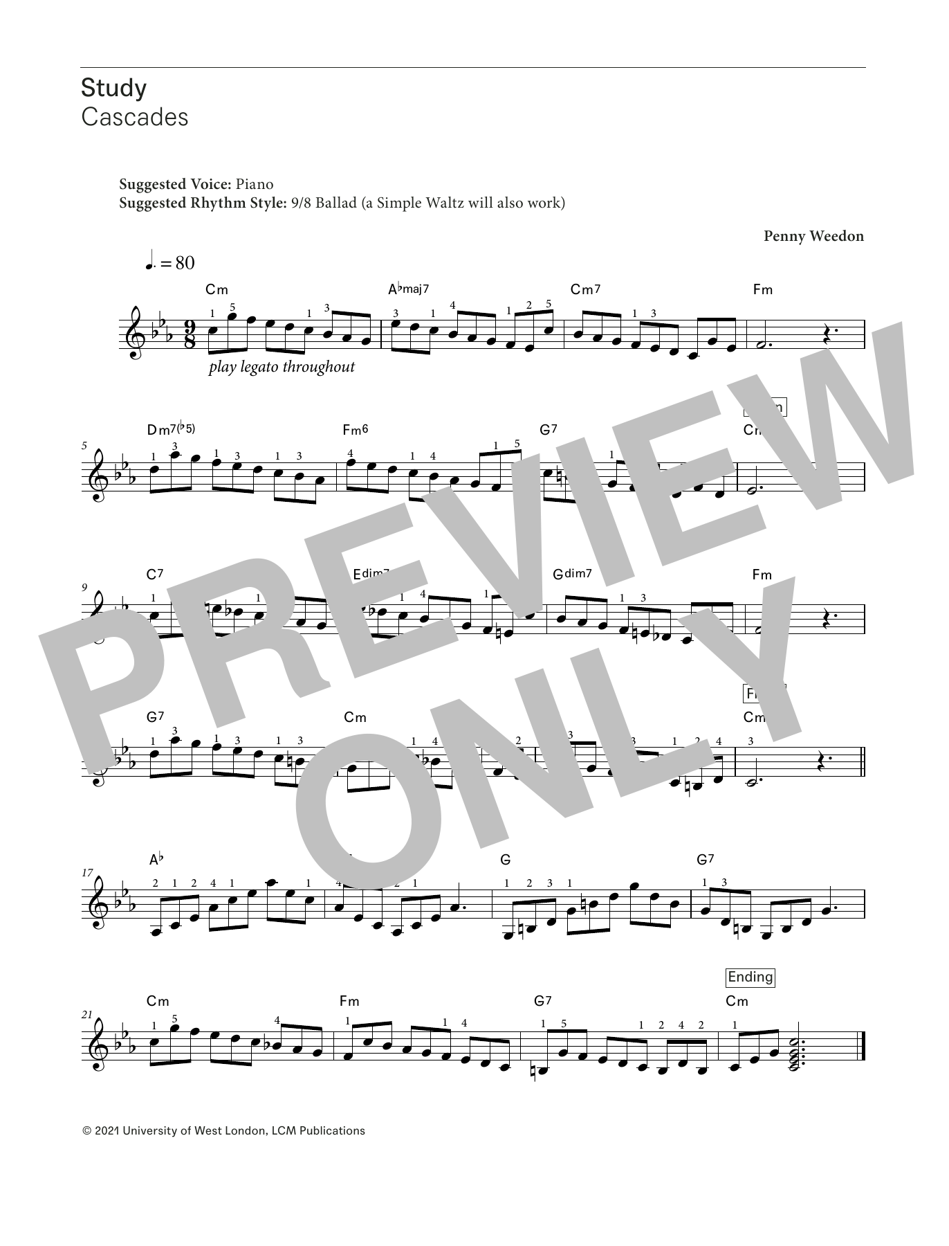 Cascades (from LCME Electronic Keyboard Study Grade 6): Piano Solo