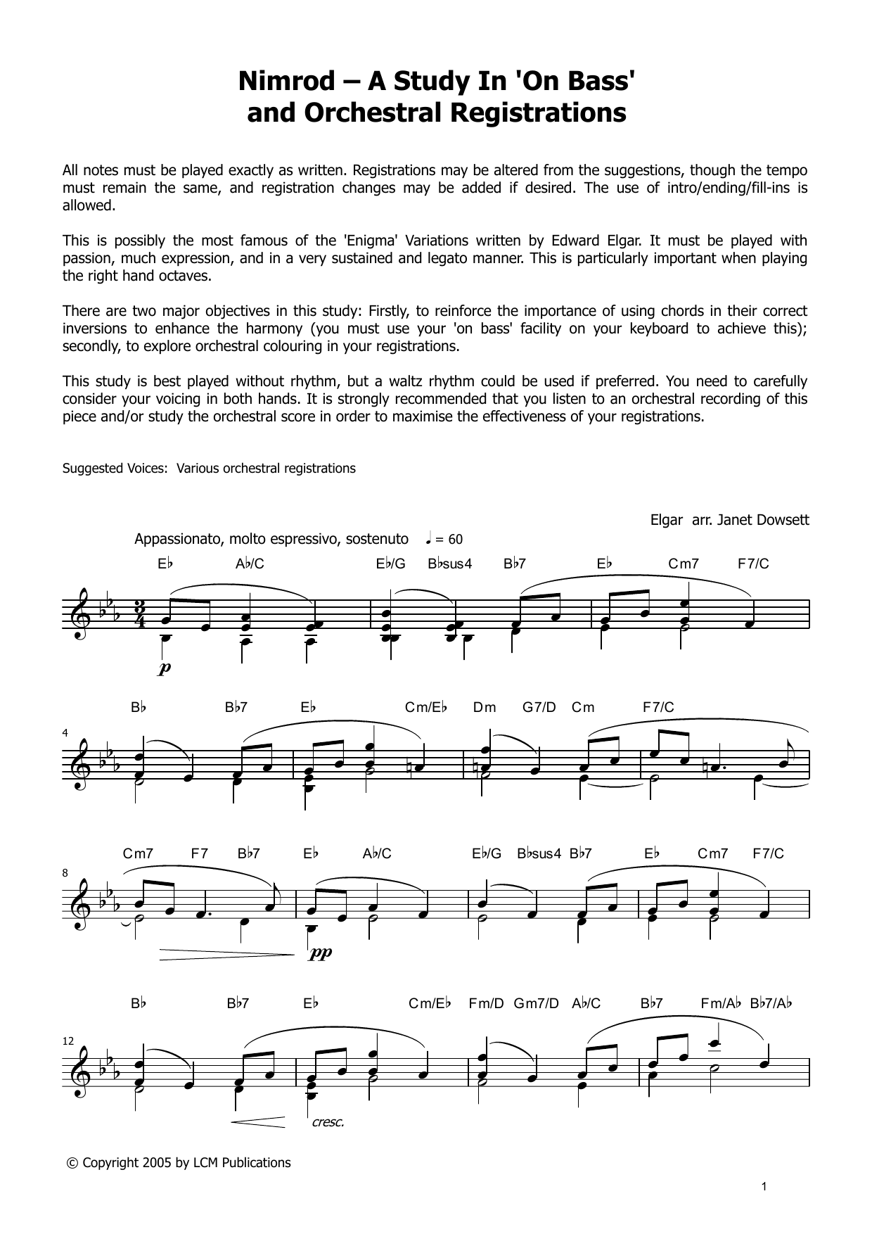 Nimrod (from LCME Electronic Keyboard Grade 8 List A): Piano Solo