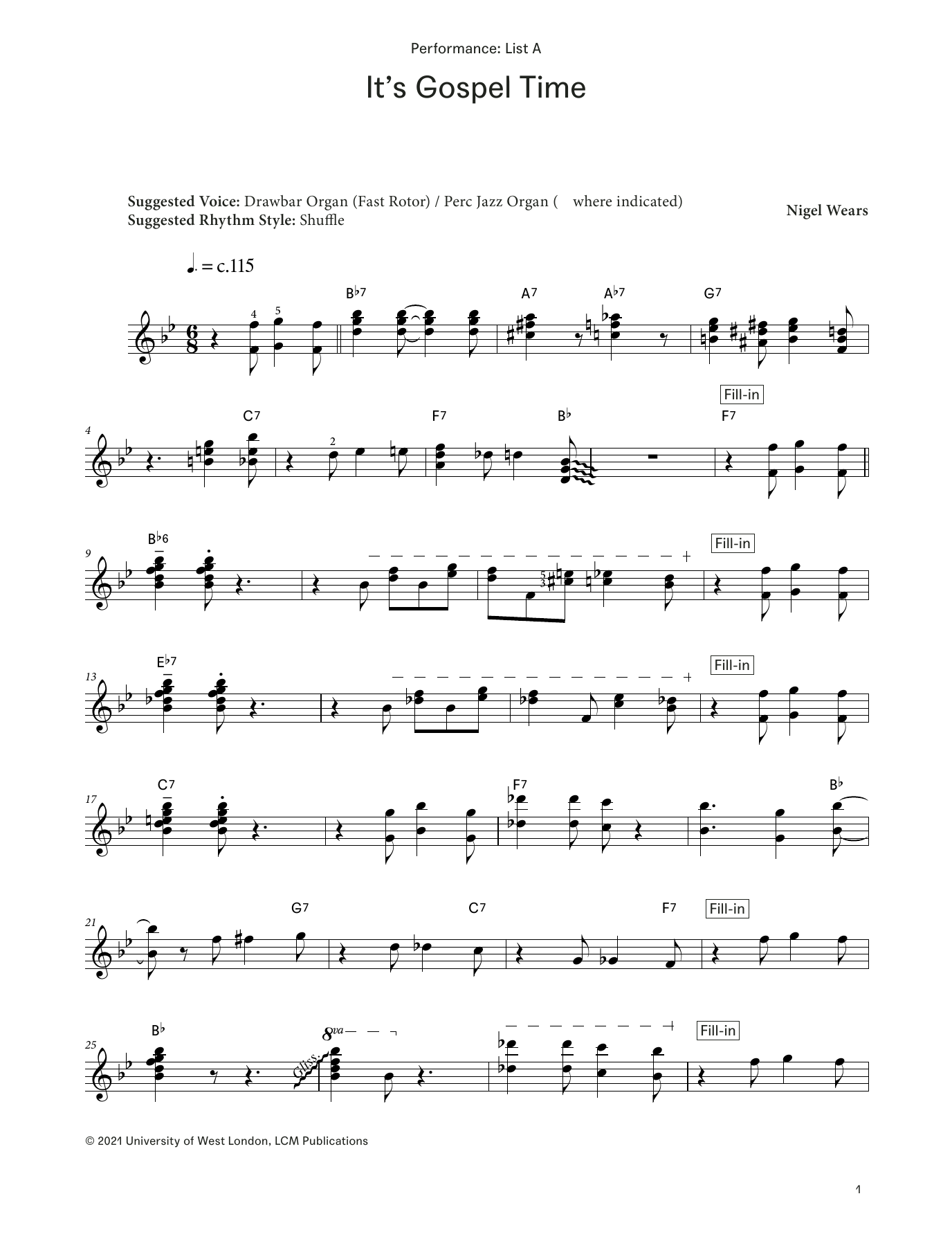 It's Gospel Time (from LCME Electronic Keyboard Grade 8 List A): Piano Solo