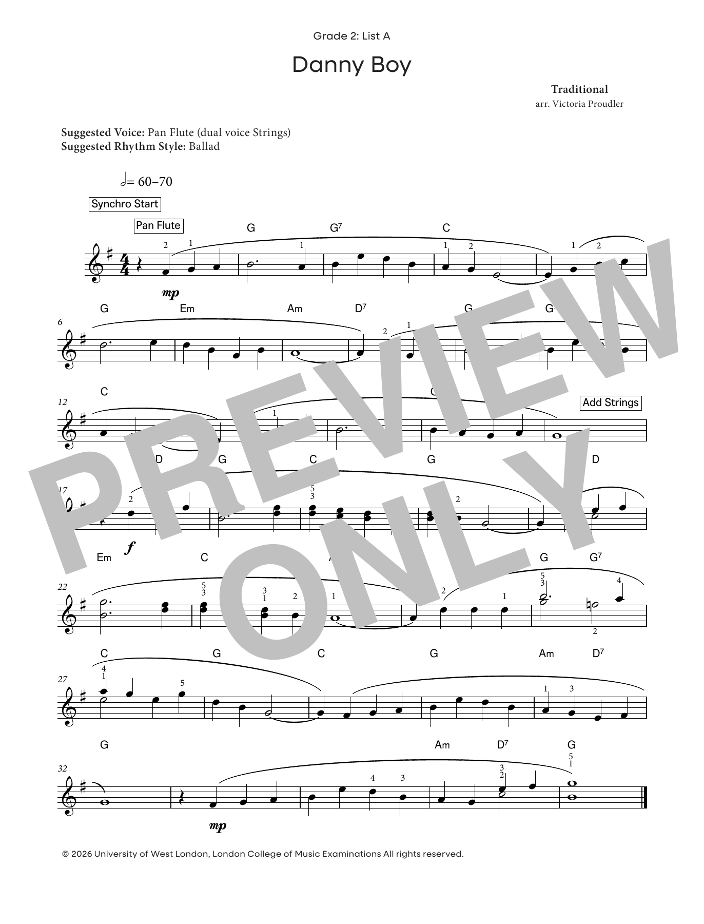 Danny Boy (from LCME Electronic Keyboard Grade 2 List A): Piano Solo