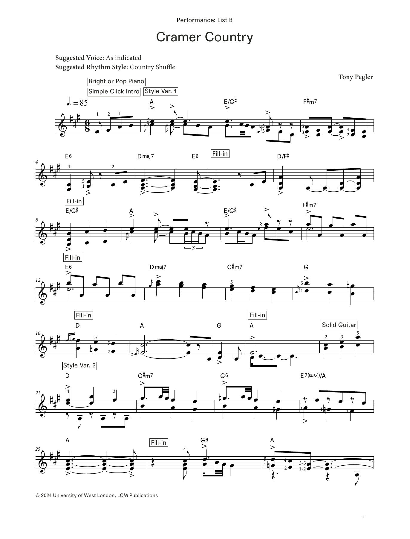 Cramer Country (from LCME Electronic Keyboard Grade 8 List B): Piano Solo