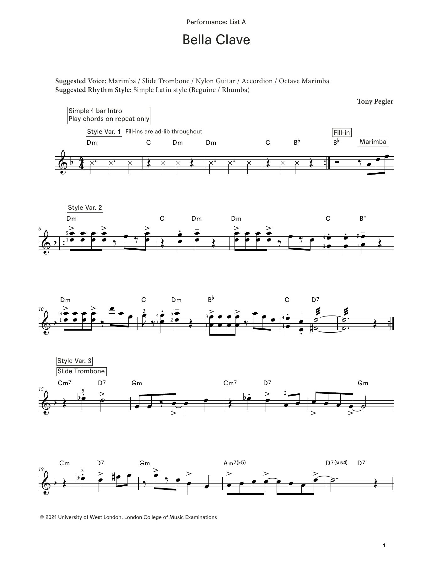 Bella Clave (from LCME Electronic Keyboard Grade 6 List A): Piano Solo
