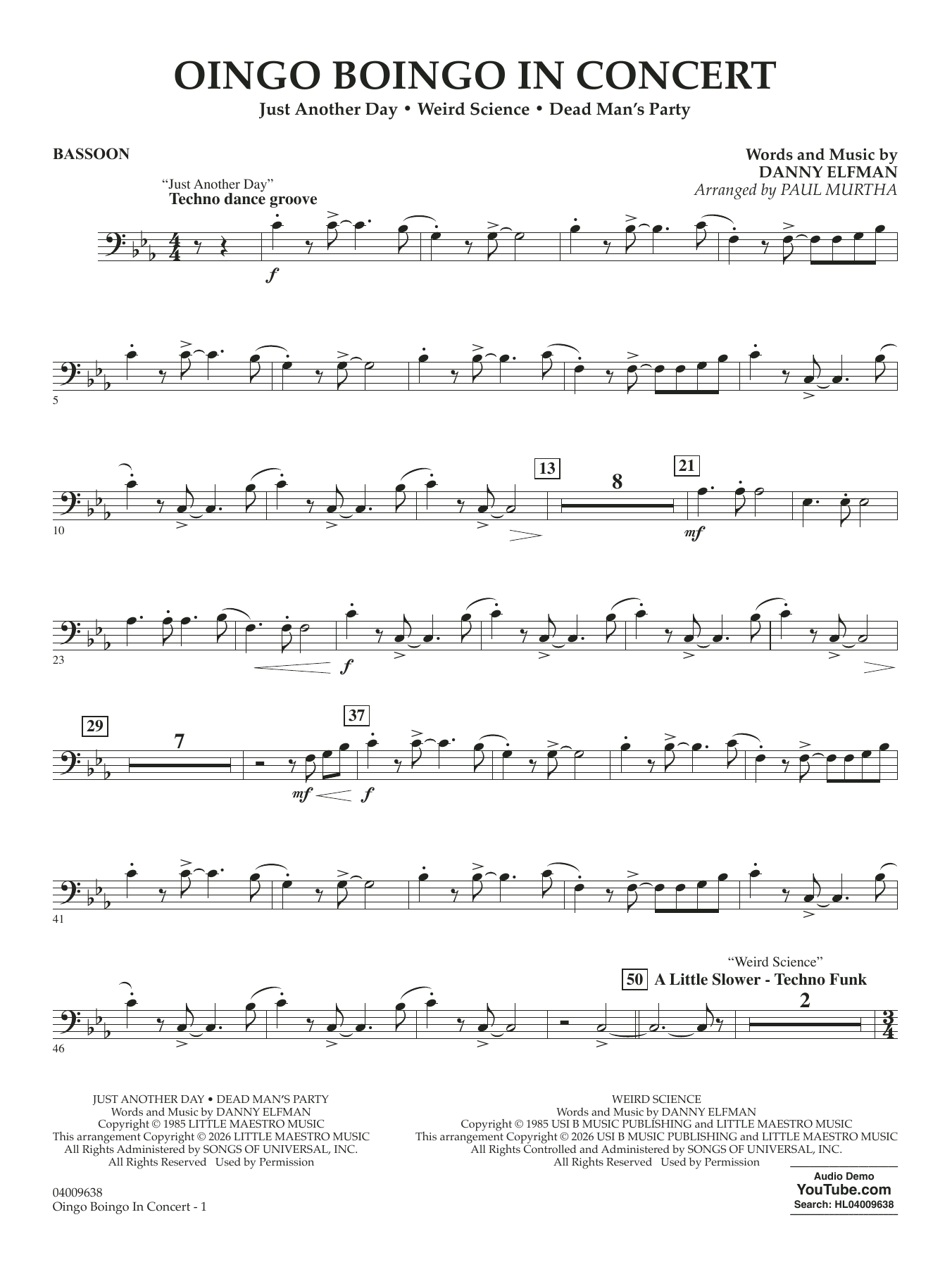 Oingo Boingo In Concert (arr. Paul Murtha) - Bassoon