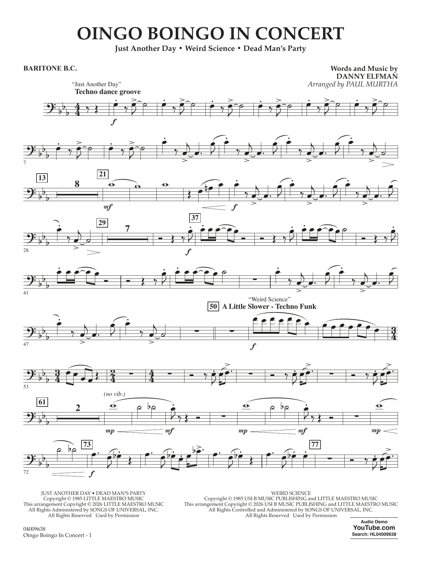 Oingo Boingo In Concert (arr. Paul Murtha) - Baritone B.C.