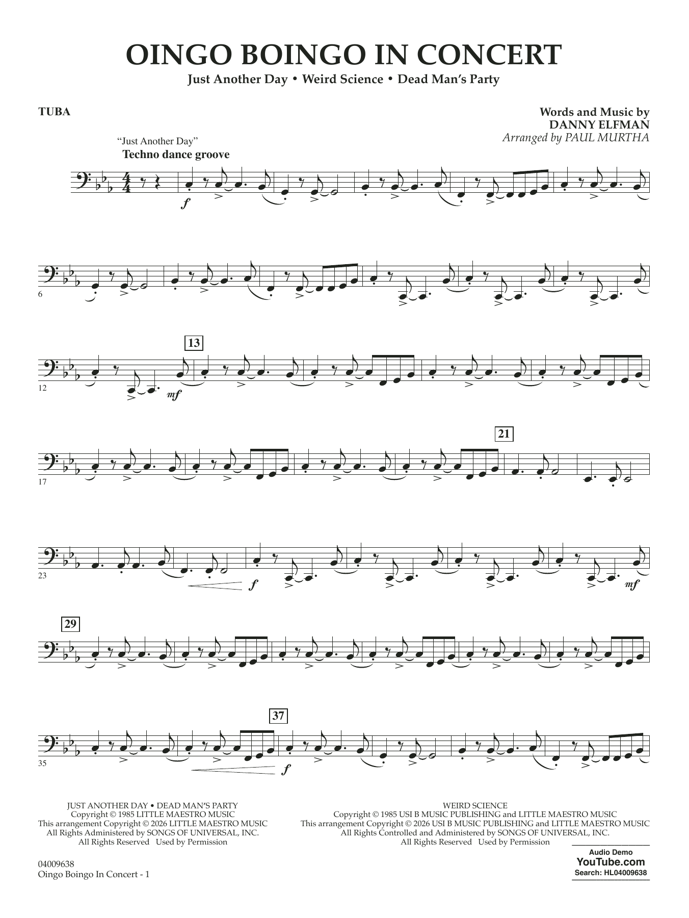 Oingo Boingo In Concert (arr. Paul Murtha) - Tuba