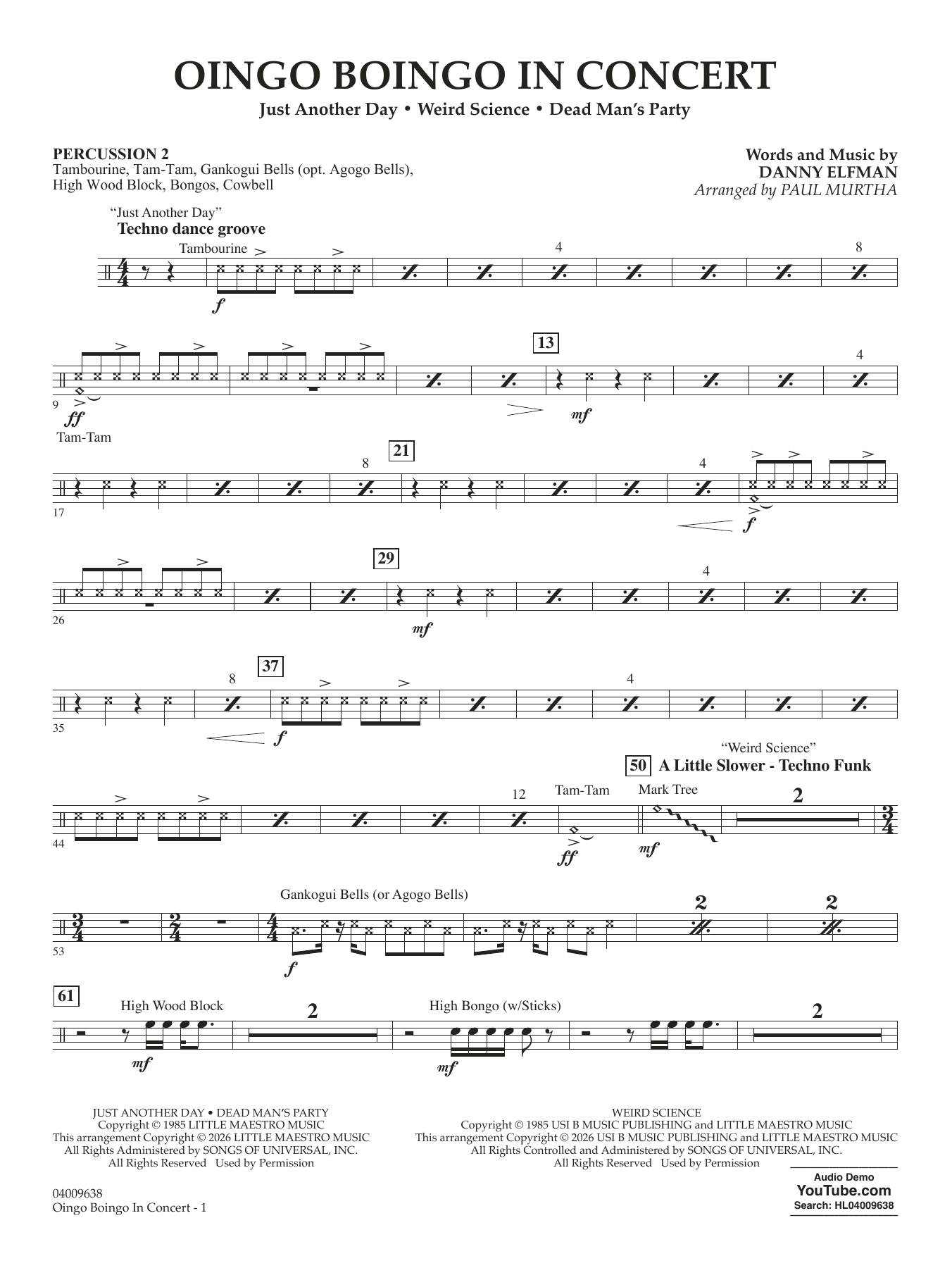 Oingo Boingo In Concert (arr. Paul Murtha) - Percussion 2