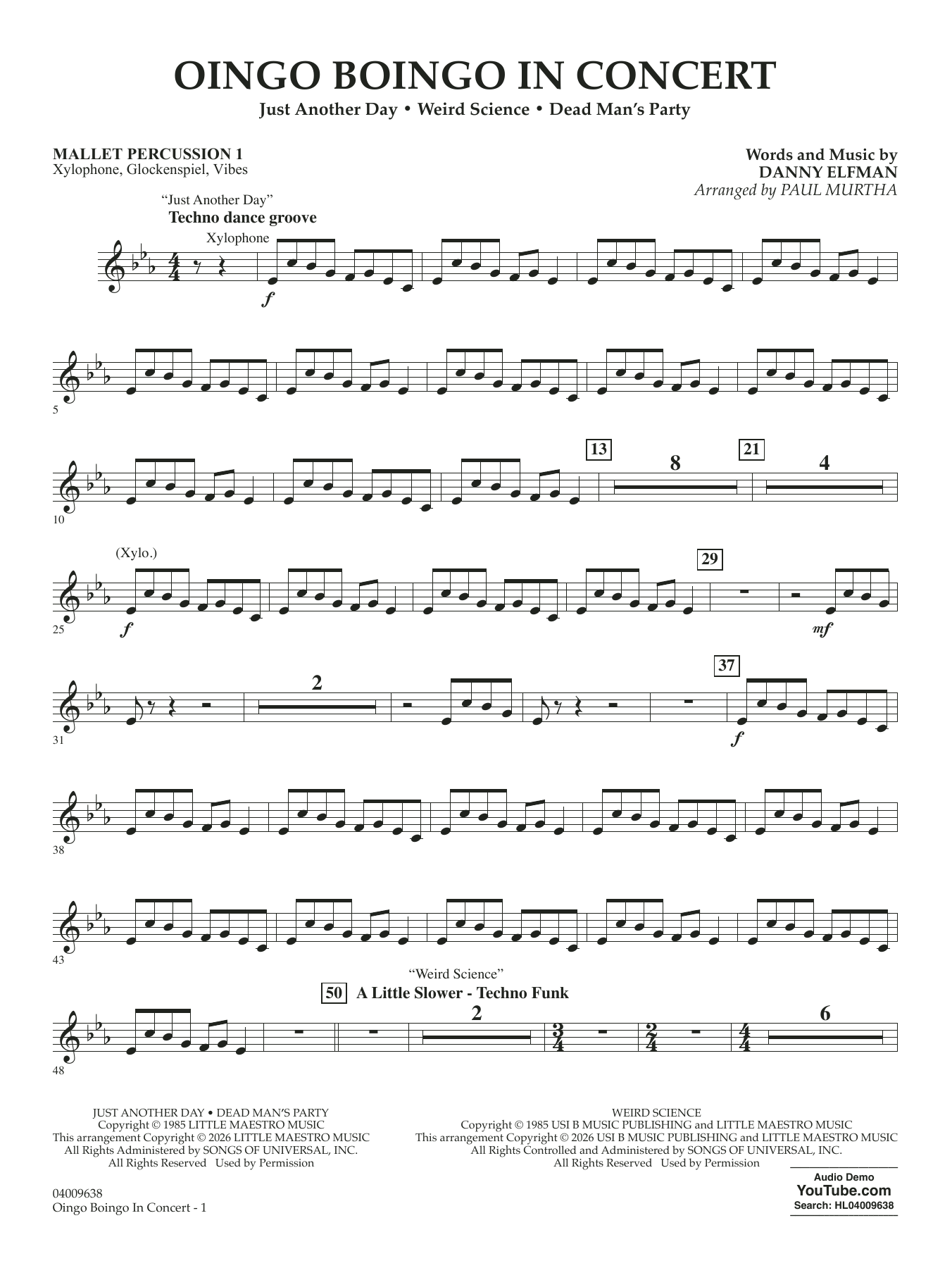 Oingo Boingo In Concert (arr. Paul Murtha) - Mallet Percussion 1