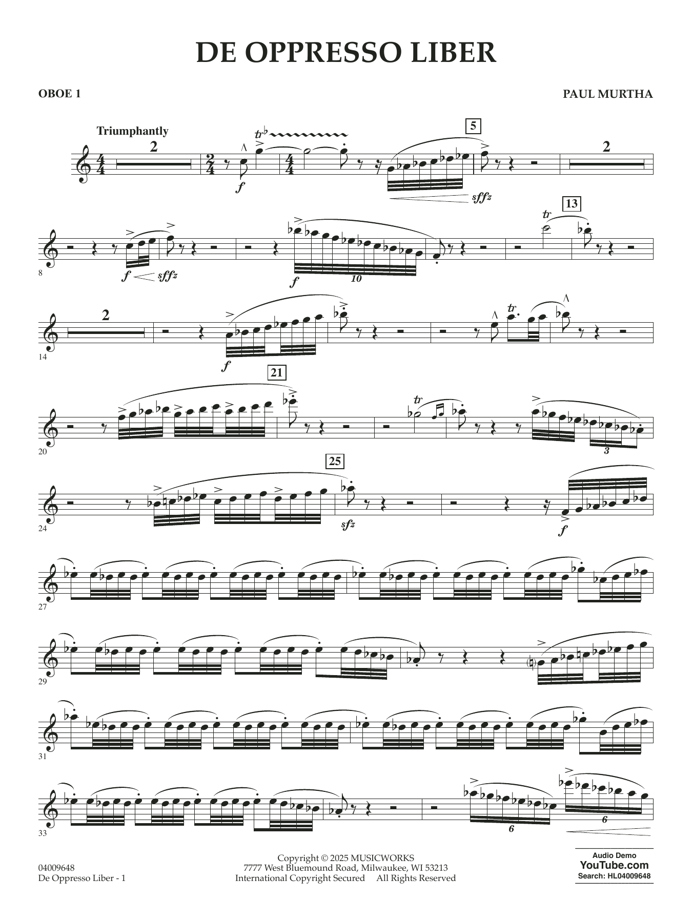 De Oppresso Liber - Oboe 1