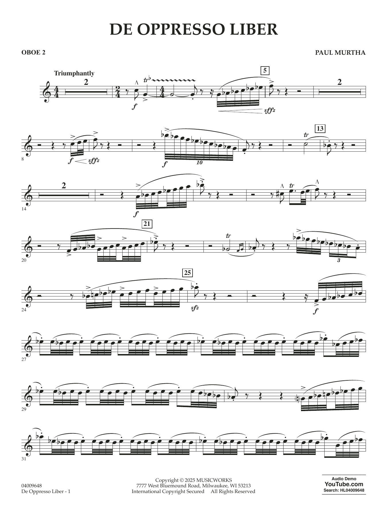 De Oppresso Liber - Oboe 2
