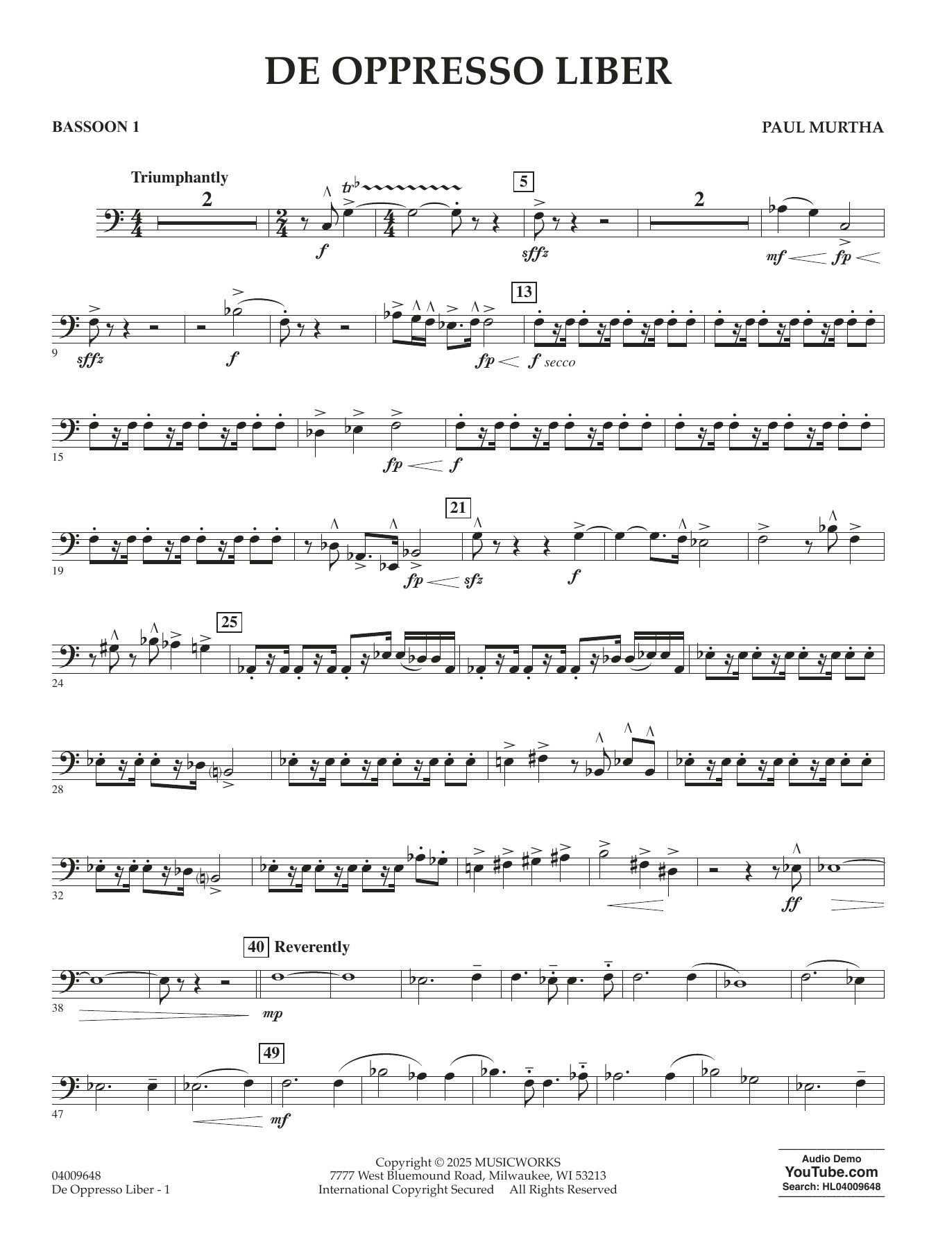 De Oppresso Liber - Bassoon 1