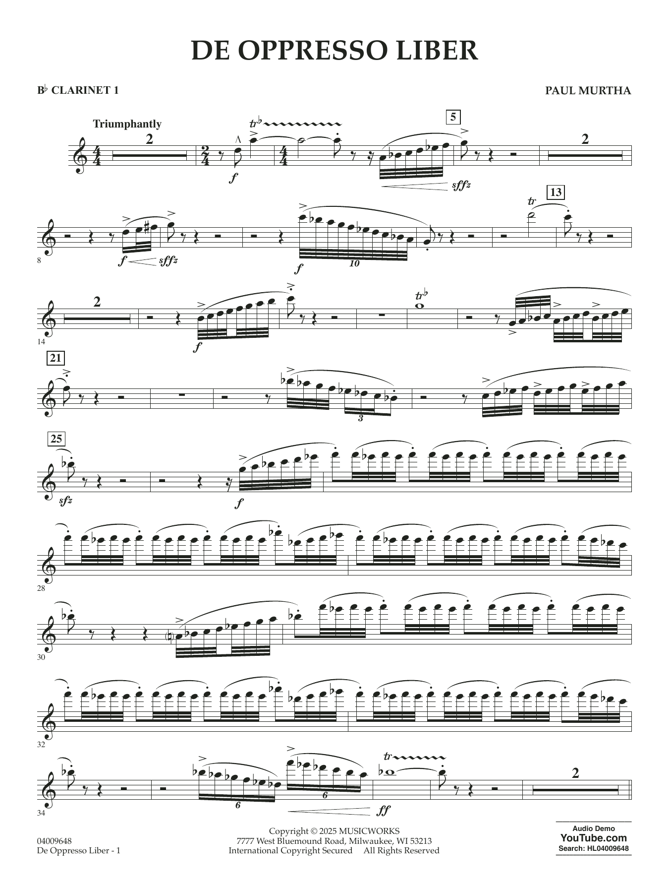 De Oppresso Liber - Bb Clarinet 1