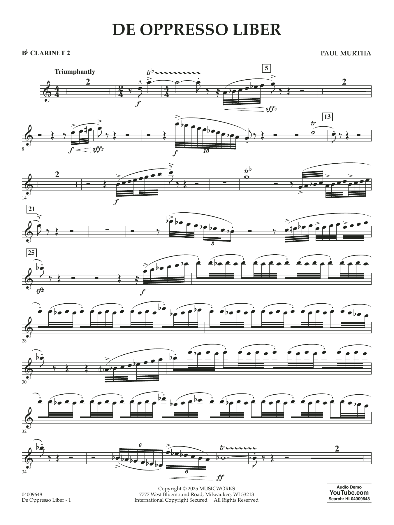 De Oppresso Liber - Bb Clarinet 2