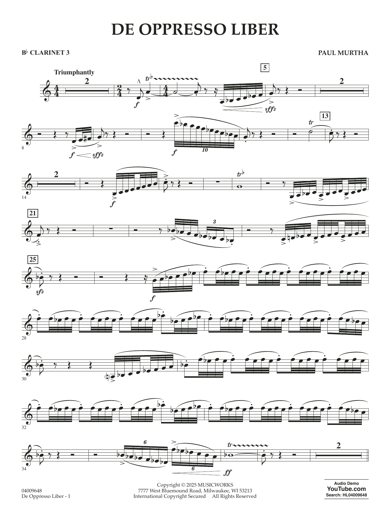 De Oppresso Liber - Bb Clarinet 3