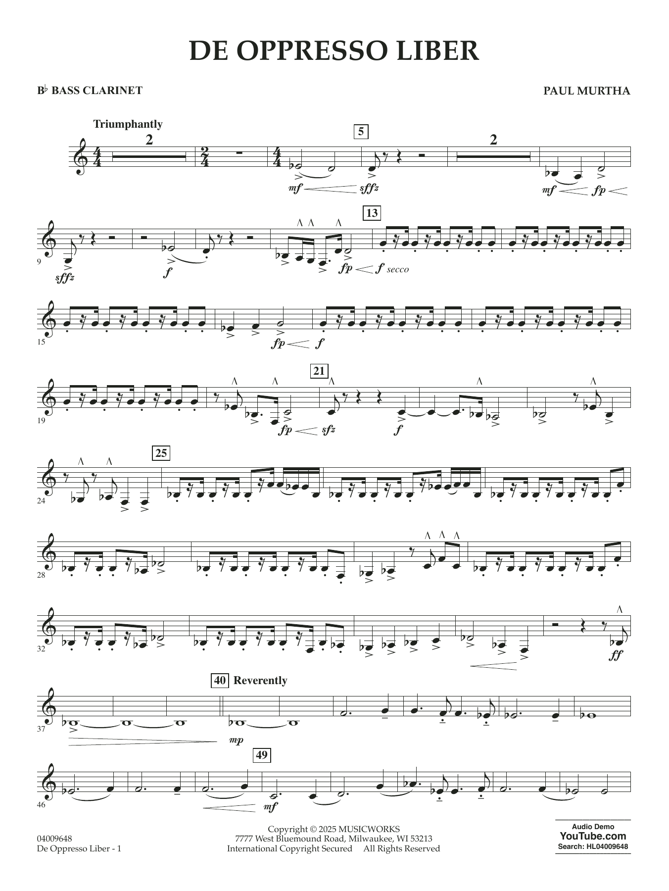 De Oppresso Liber - Bb Bass Clarinet