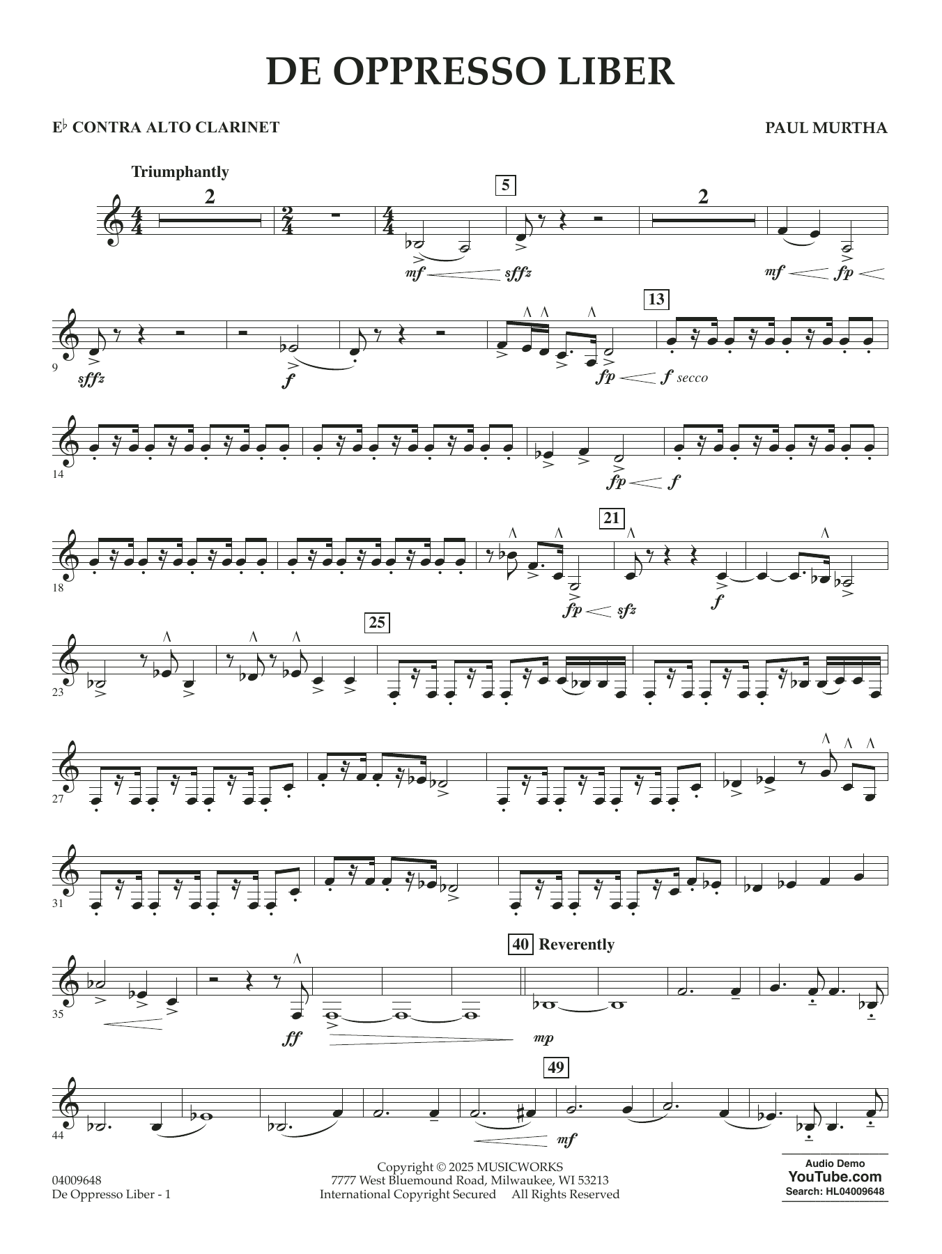 De Oppresso Liber - Eb Contra Alto Clarinet