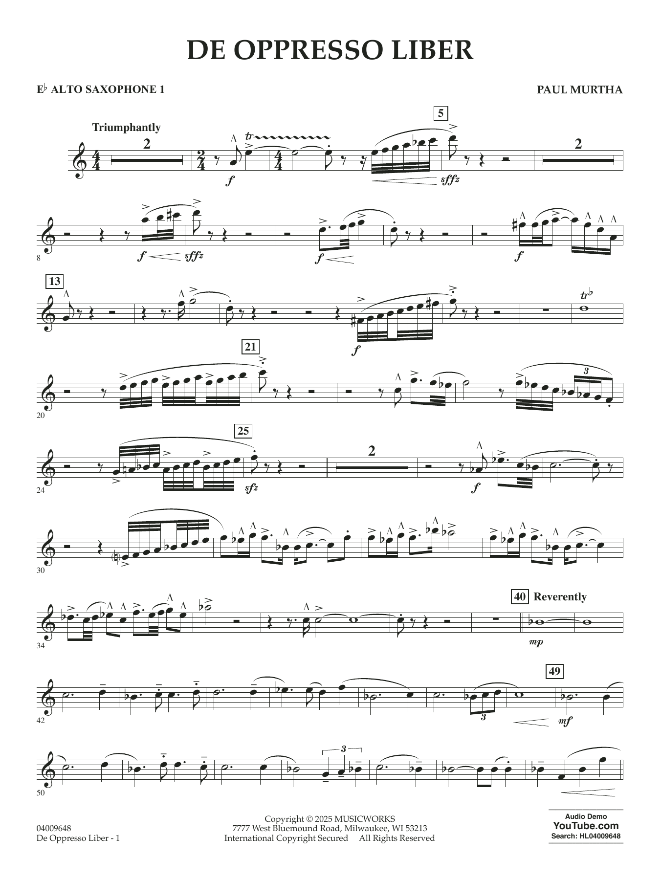 De Oppresso Liber - Eb Alto Saxophone 1