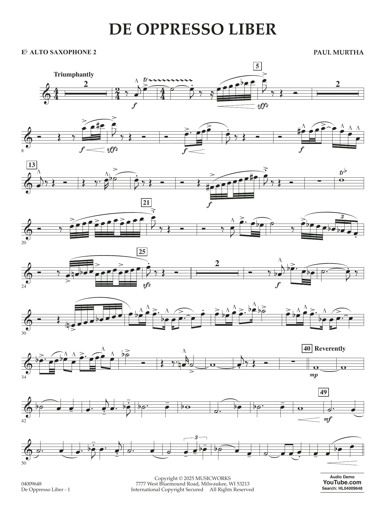 De Oppresso Liber - Eb Alto Saxophone 2