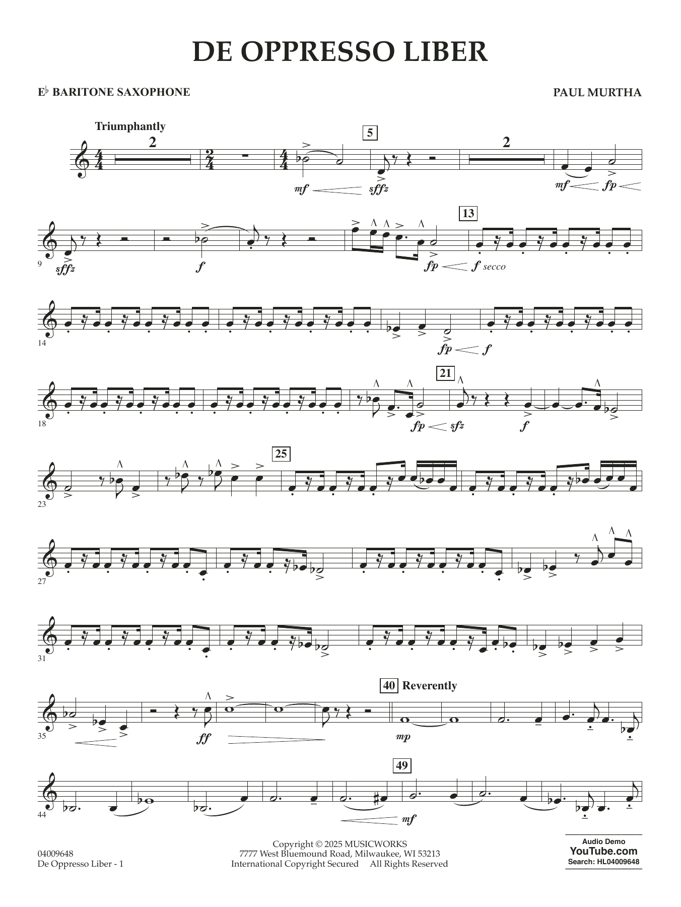 De Oppresso Liber - Eb Baritone Saxophone