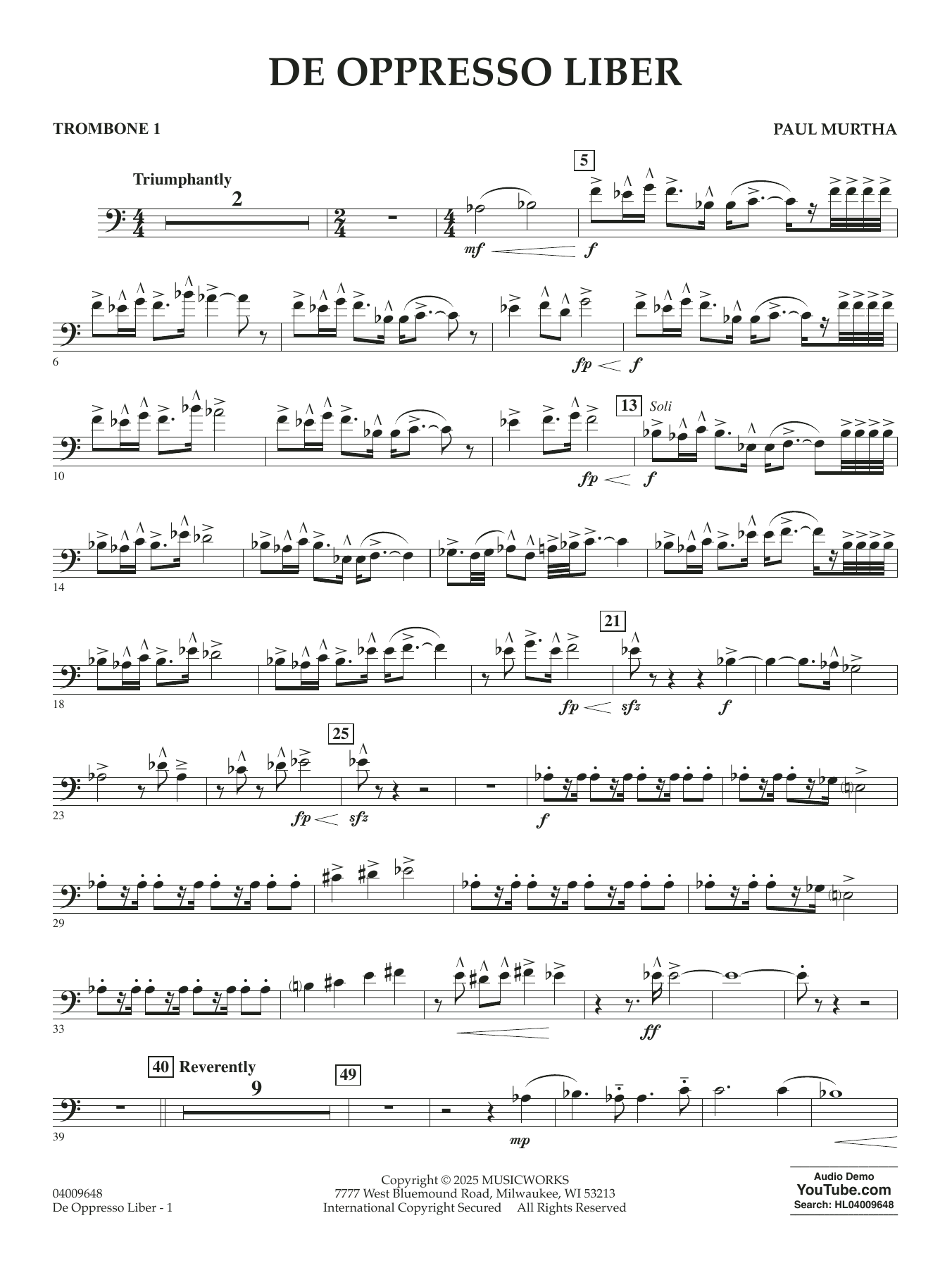 De Oppresso Liber - Trombone 1