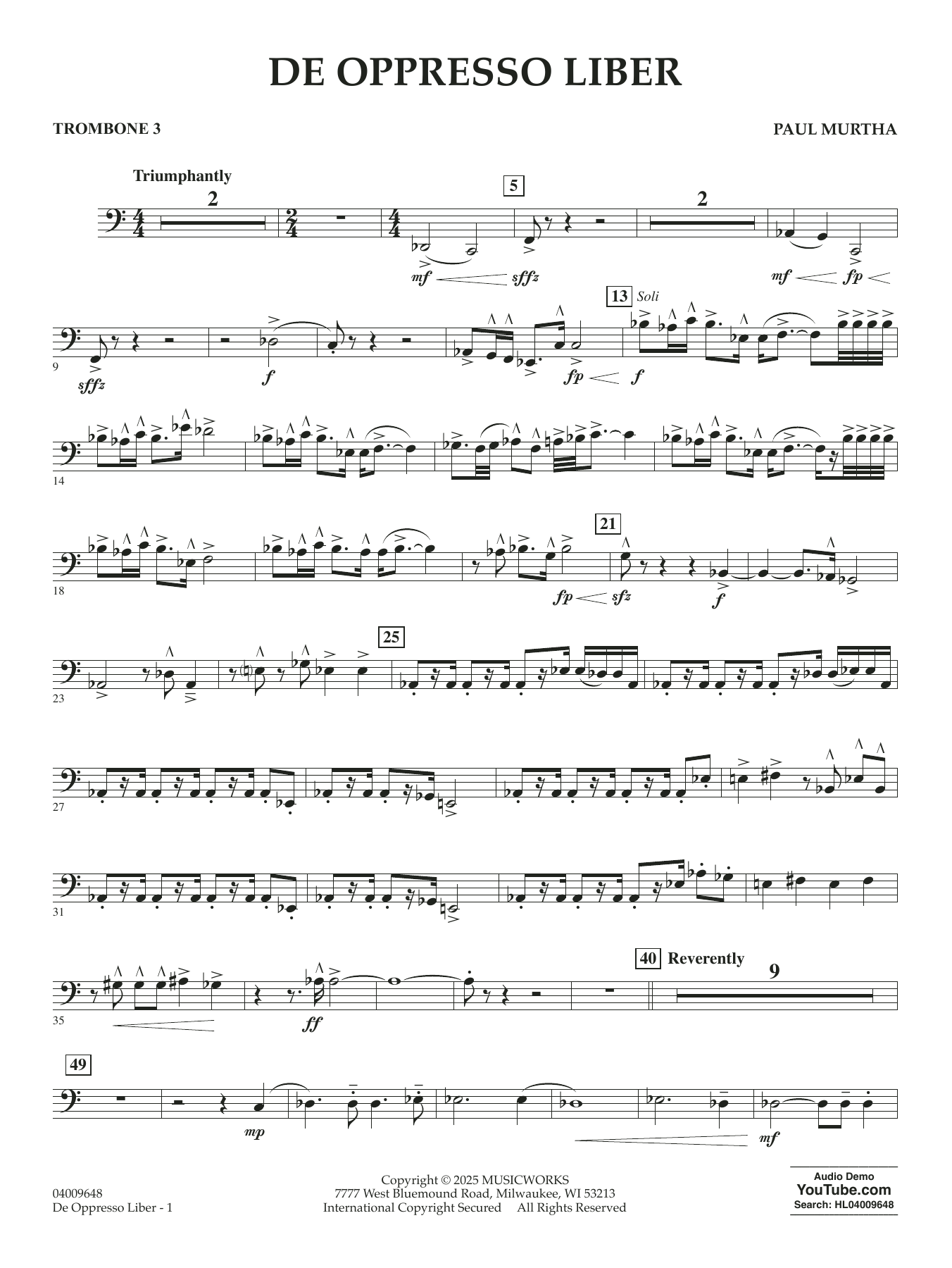 De Oppresso Liber - Trombone 3