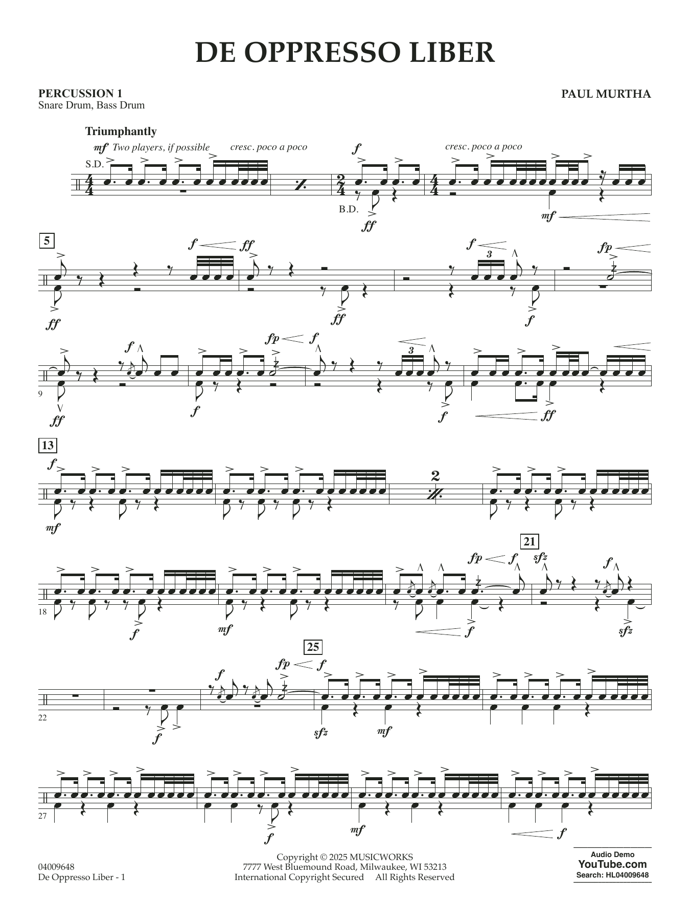 De Oppresso Liber - Percussion 1