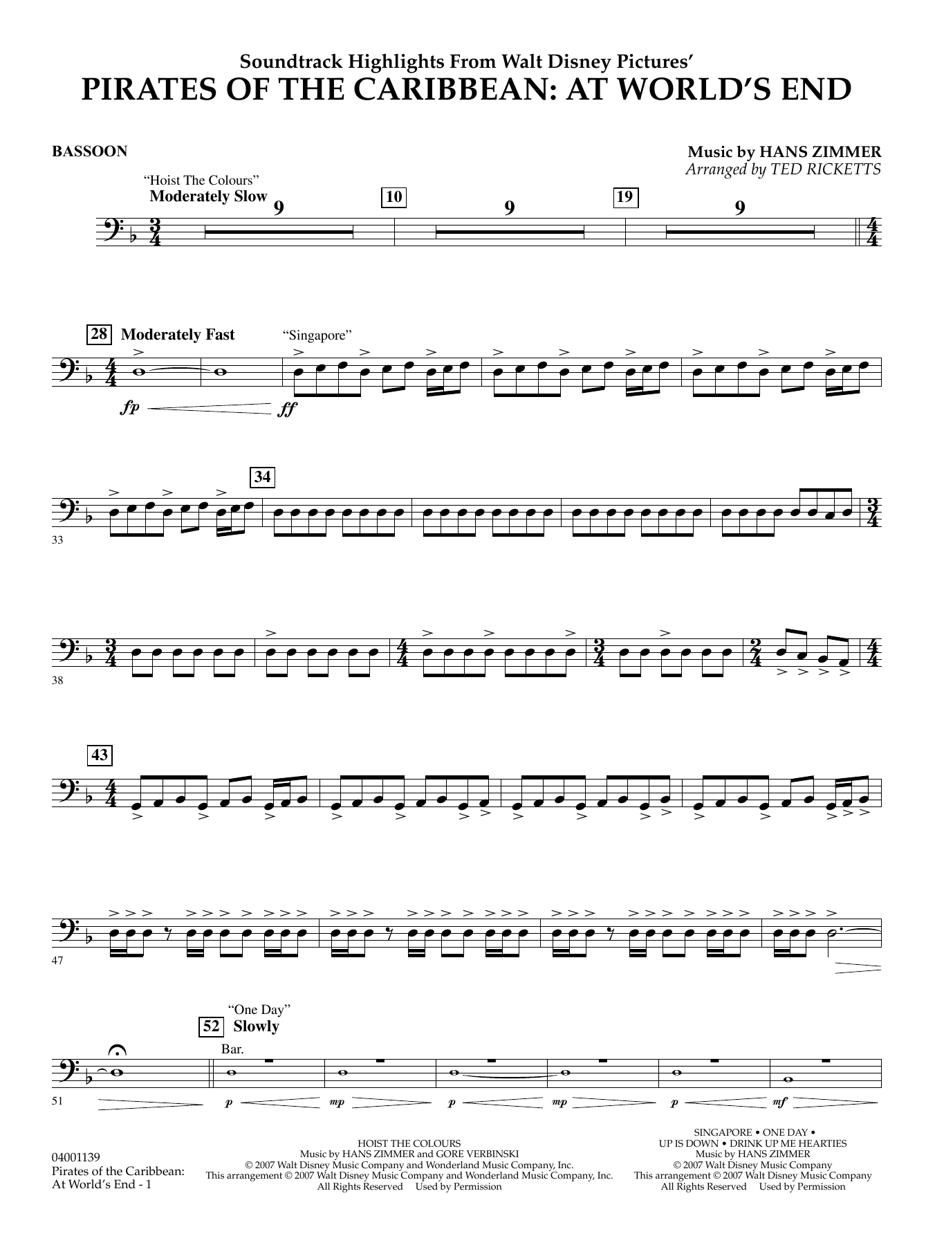 Pirates of the Caribbean: At World's End (Soundtrack Highlights) - Bassoon