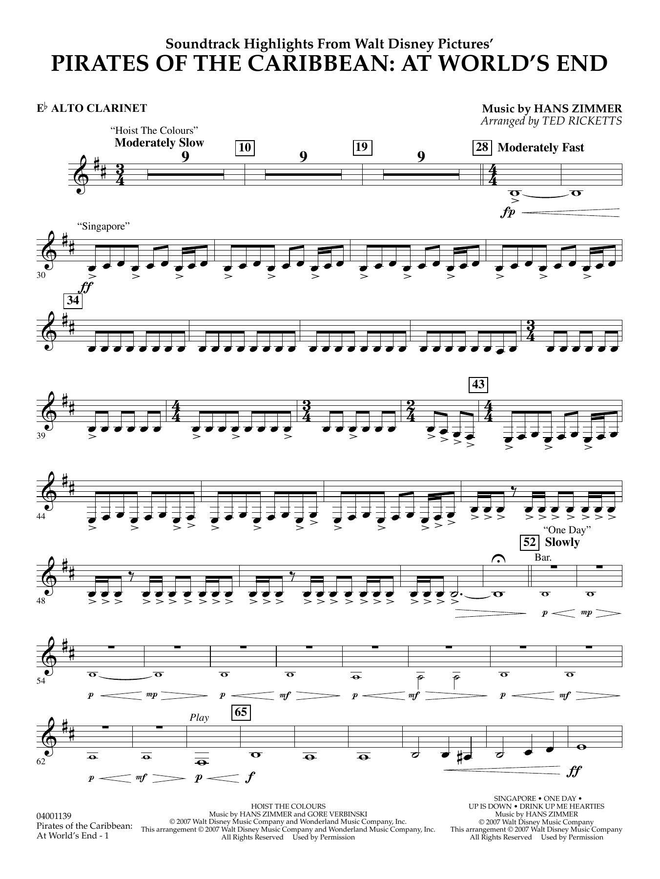 Pirates of the Caribbean: At World's End (Soundtrack Highlights) - Eb Alto Clarinet