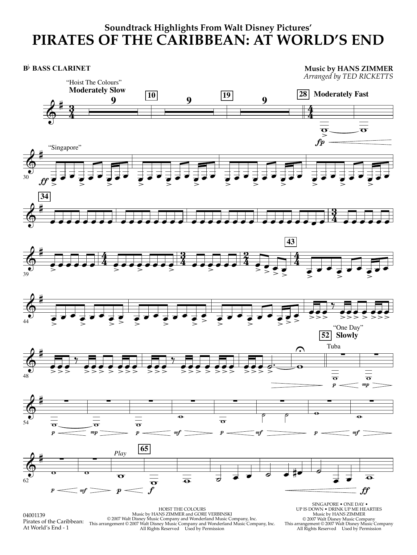 Pirates of the Caribbean: At World's End (Soundtrack Highlights) - Bb Bass Clarinet