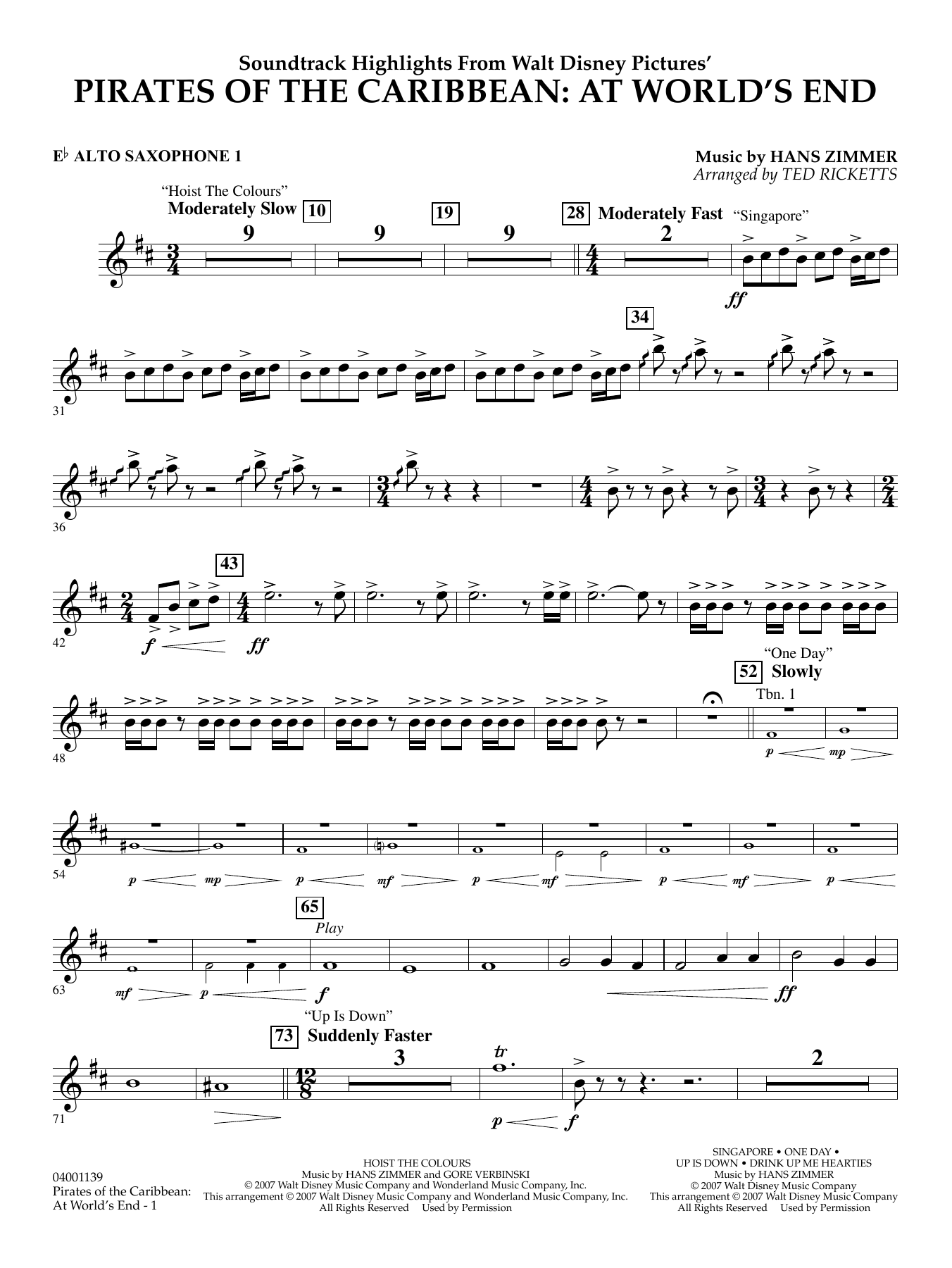 Pirates of the Caribbean: At World's End (Soundtrack Highlights) - Eb Alto Saxophone 1