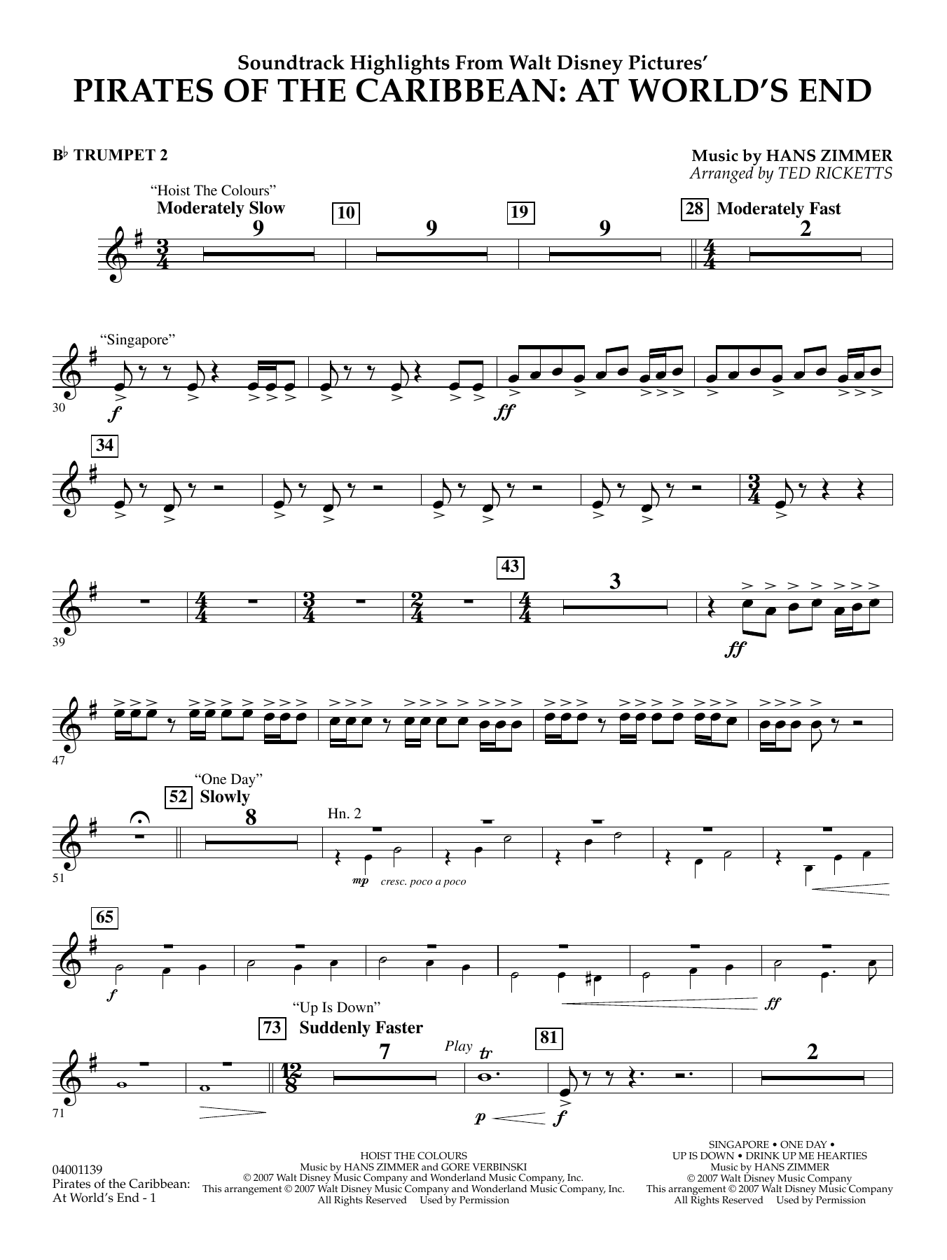 Pirates of the Caribbean: At World's End (Soundtrack Highlights) - Bb Trumpet 2