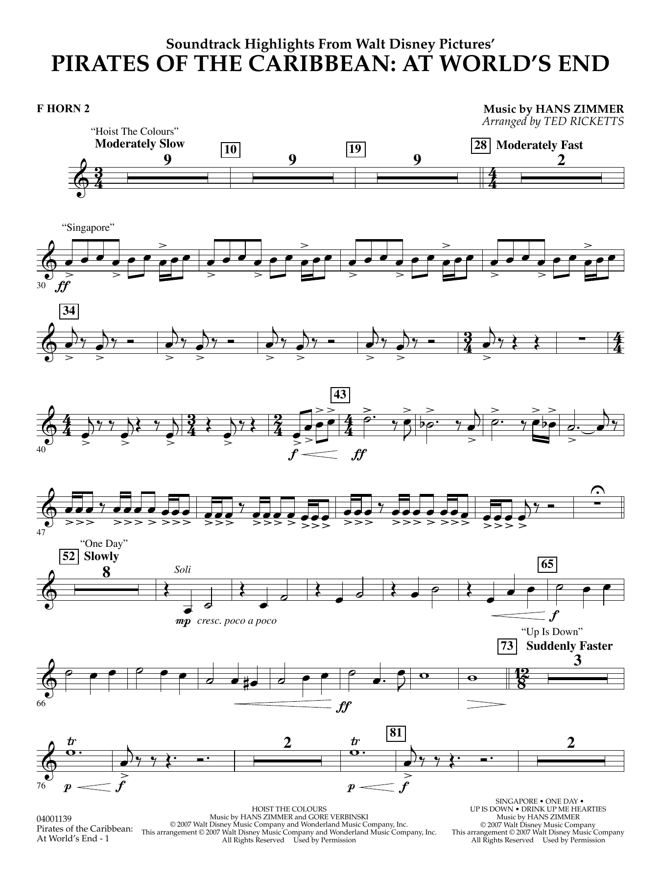 Pirates of the Caribbean: At World's End (Soundtrack Highlights) - F Horn 2