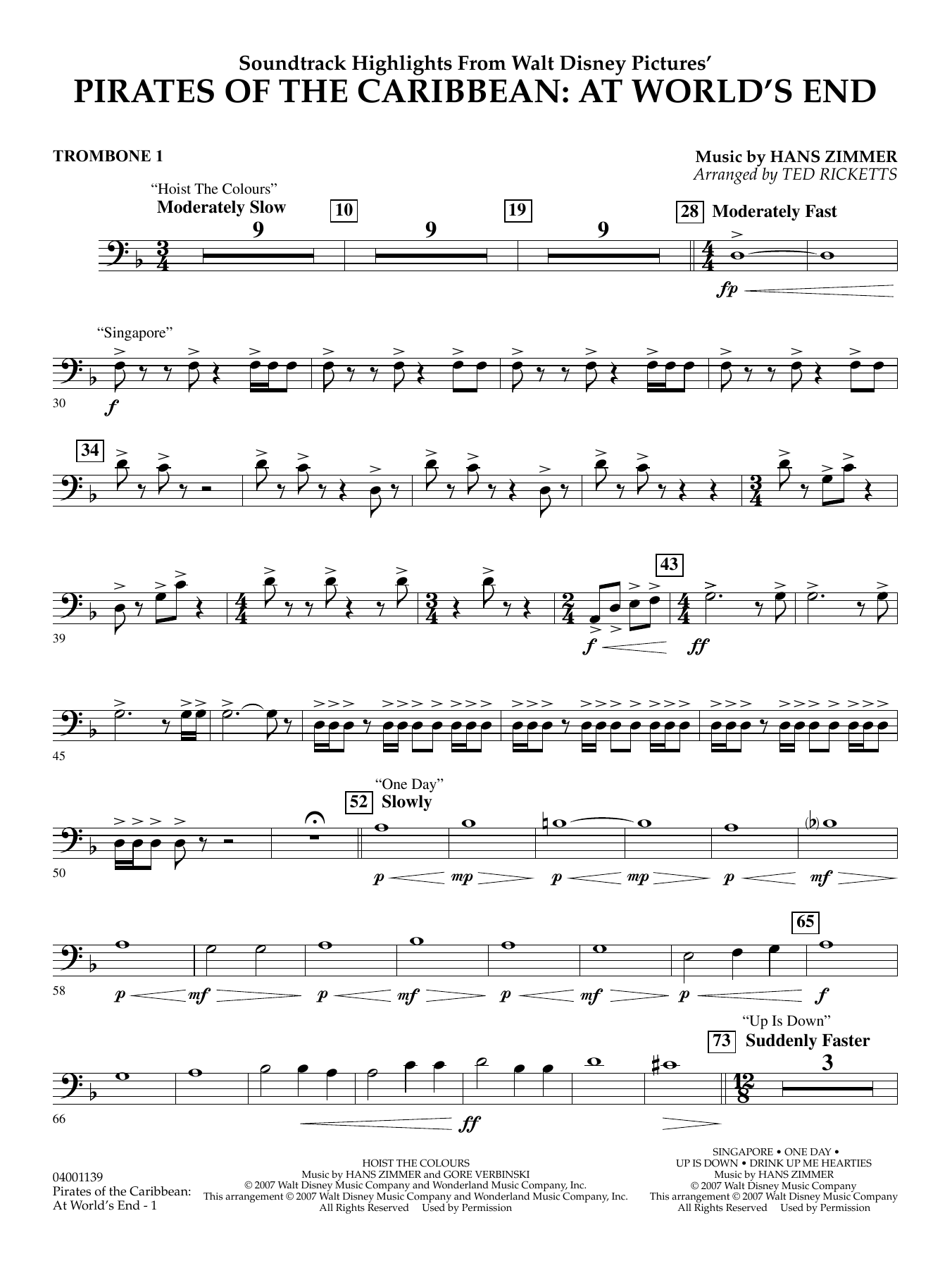 Pirates of the Caribbean: At World's End (Soundtrack Highlights) - Trombone 1