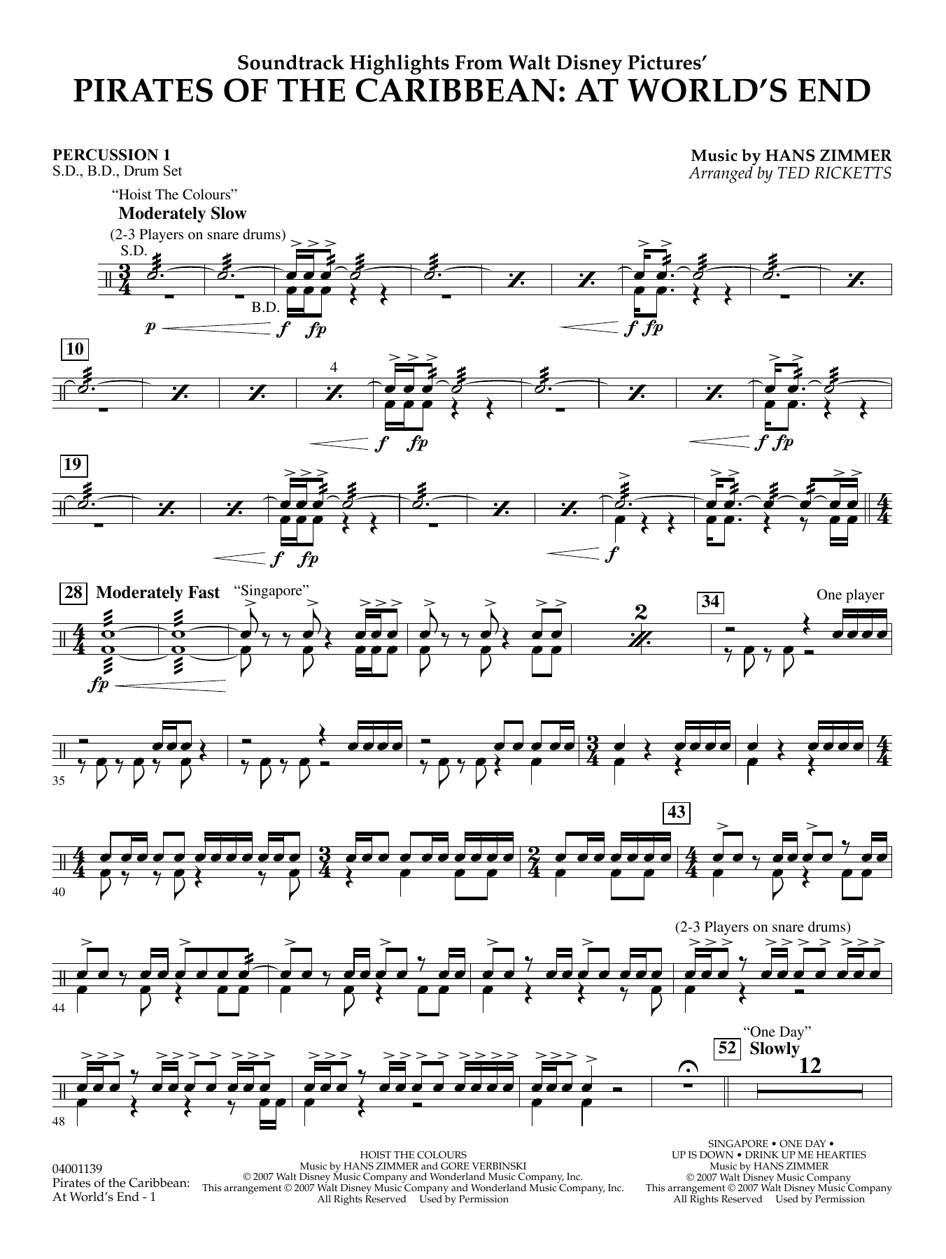 Pirates of the Caribbean: At World's End (Soundtrack Highlights) - Percussion 1