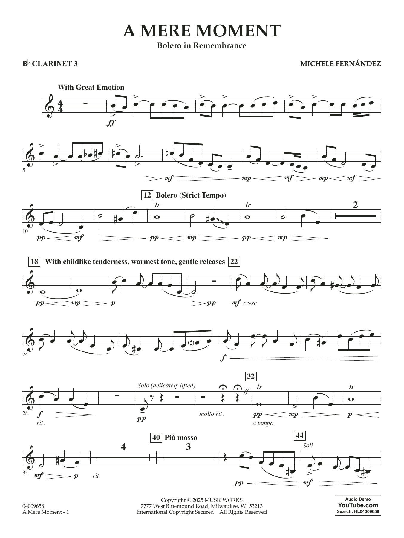 A Mere Moment - Bb Clarinet 3