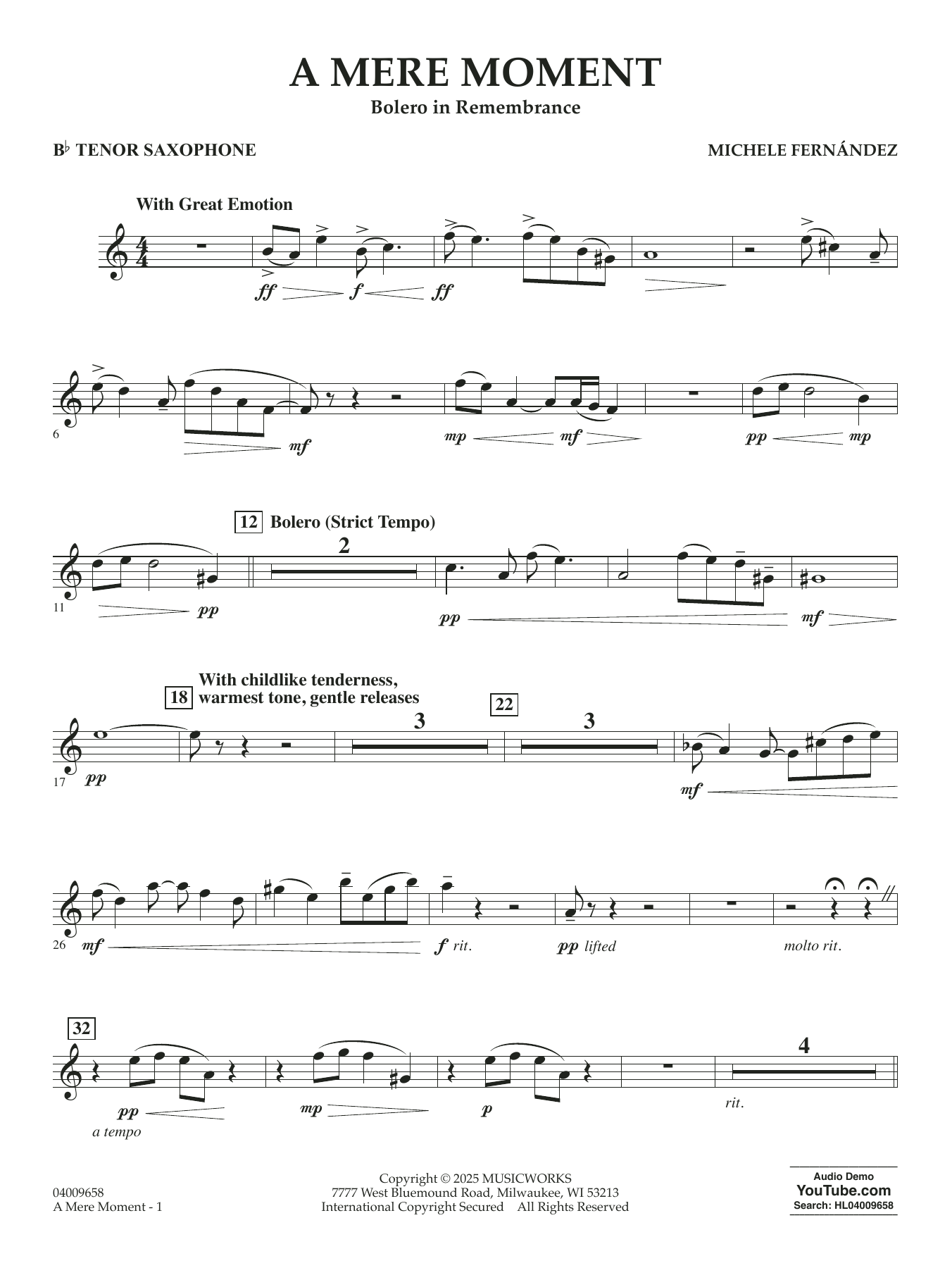 A Mere Moment - Bb Tenor Saxophone