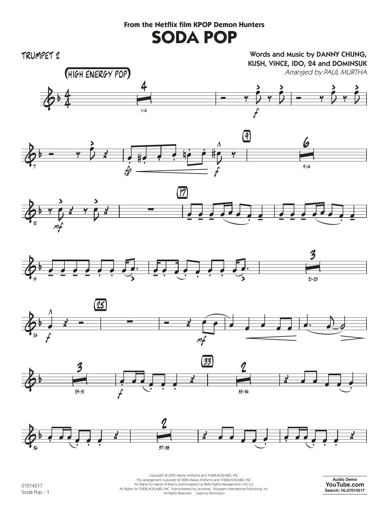 Soda Pop (from KPop Demon Hunters) (arr. Paul Murtha) - Trumpet 2