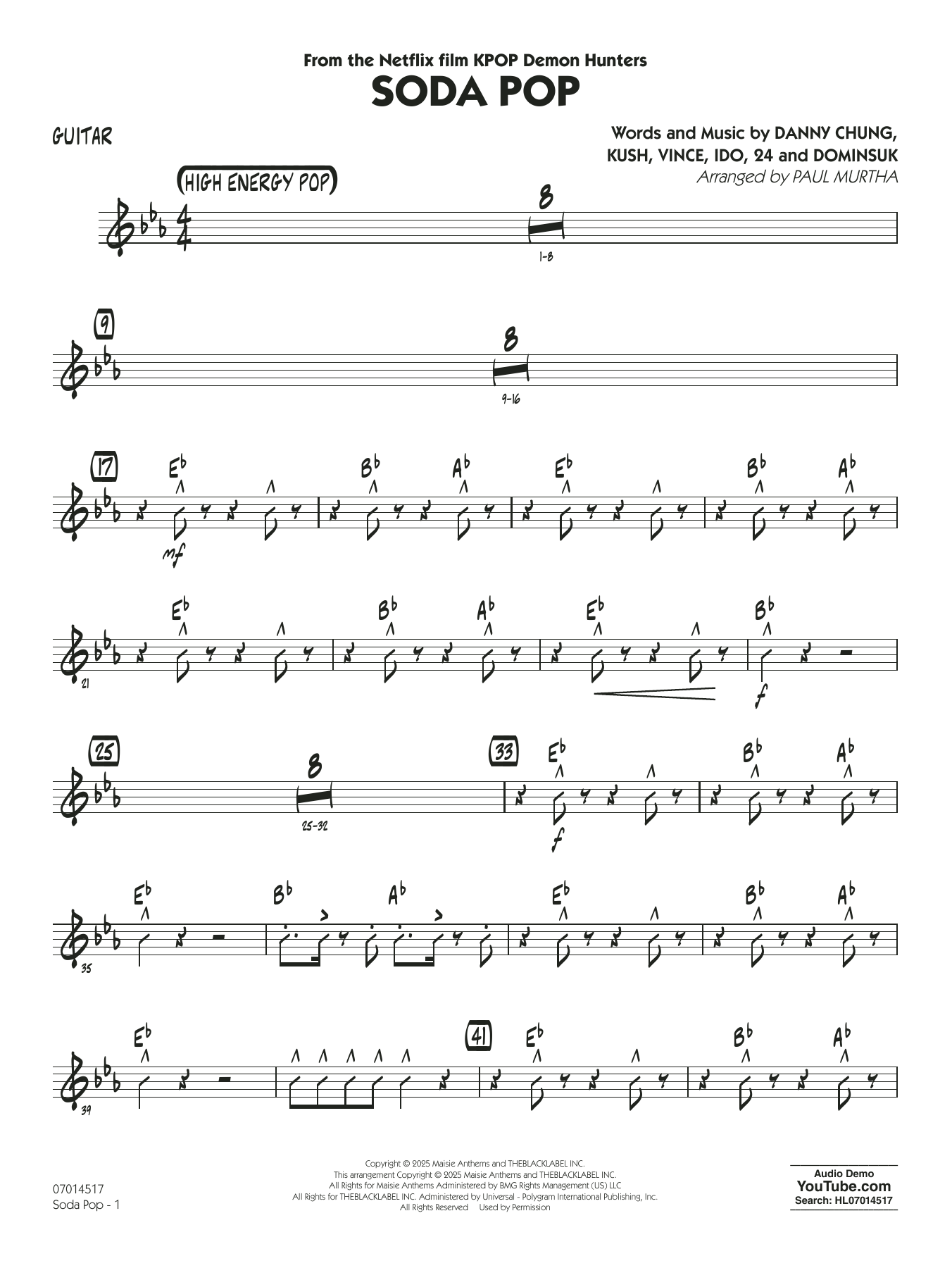 Soda Pop (from KPop Demon Hunters) (arr. Paul Murtha) - Guitar