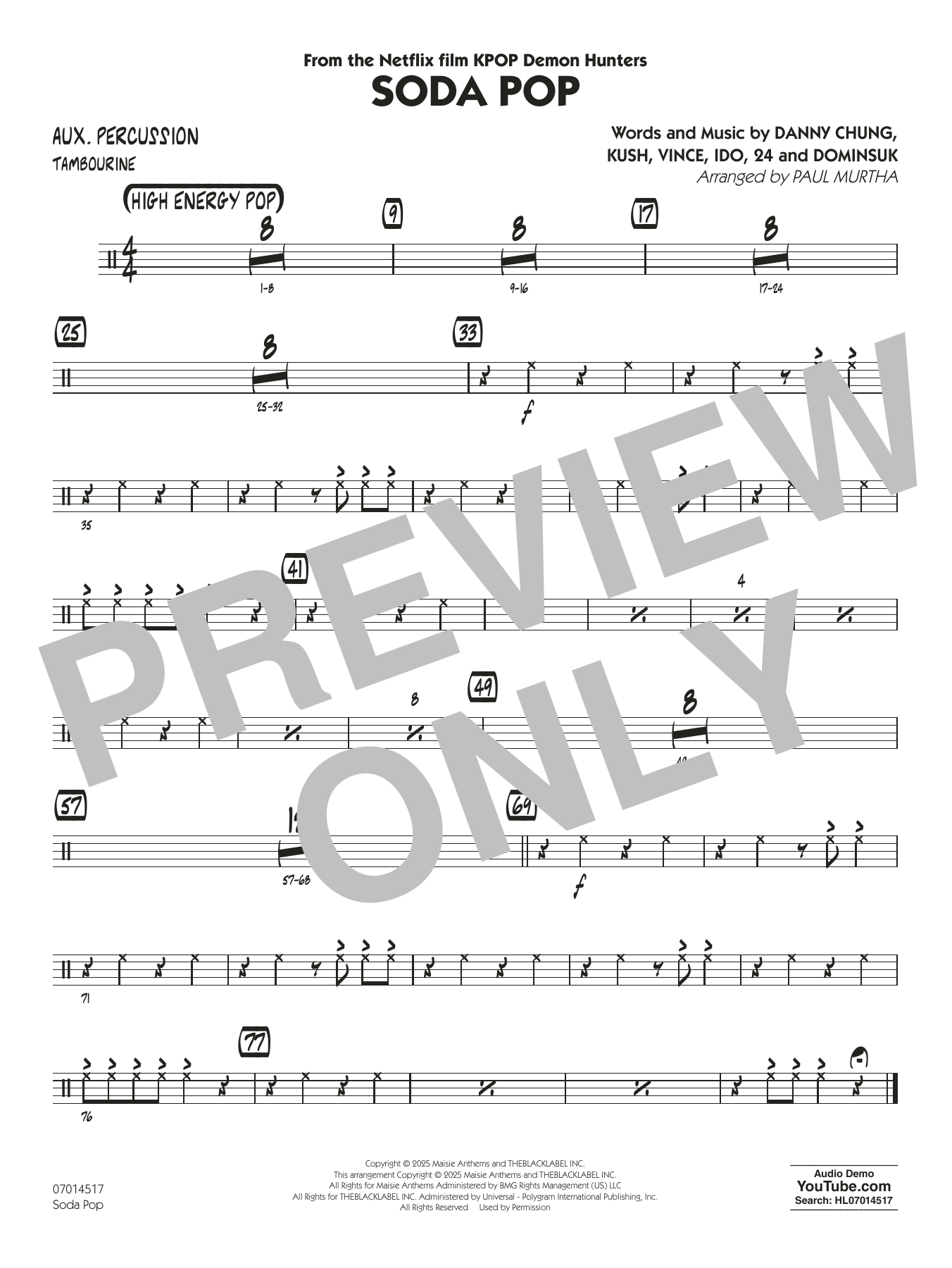 Soda Pop (from KPop Demon Hunters) (arr. Paul Murtha) - Aux Percussion