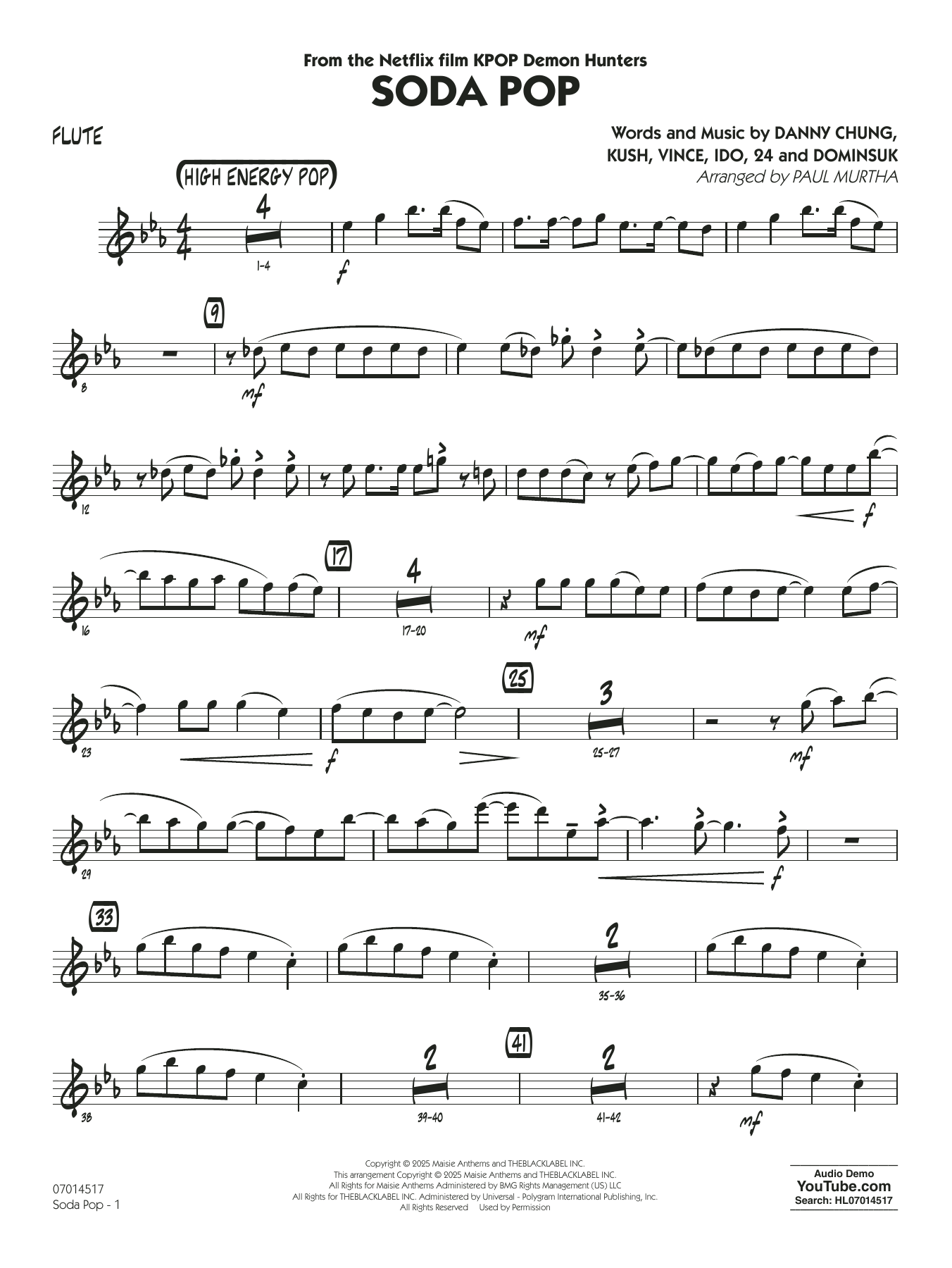 Soda Pop (from KPop Demon Hunters) (arr. Paul Murtha) - Flute