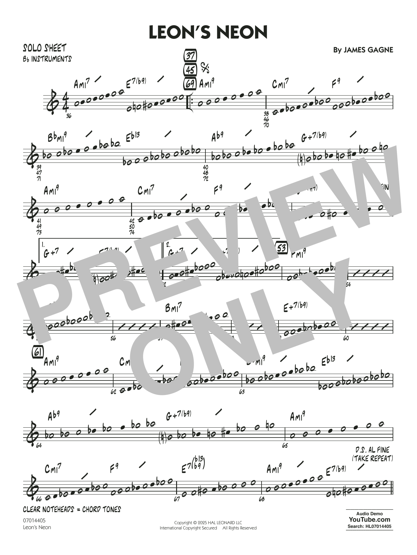 Leon's Neon - Bb Solo Sheet