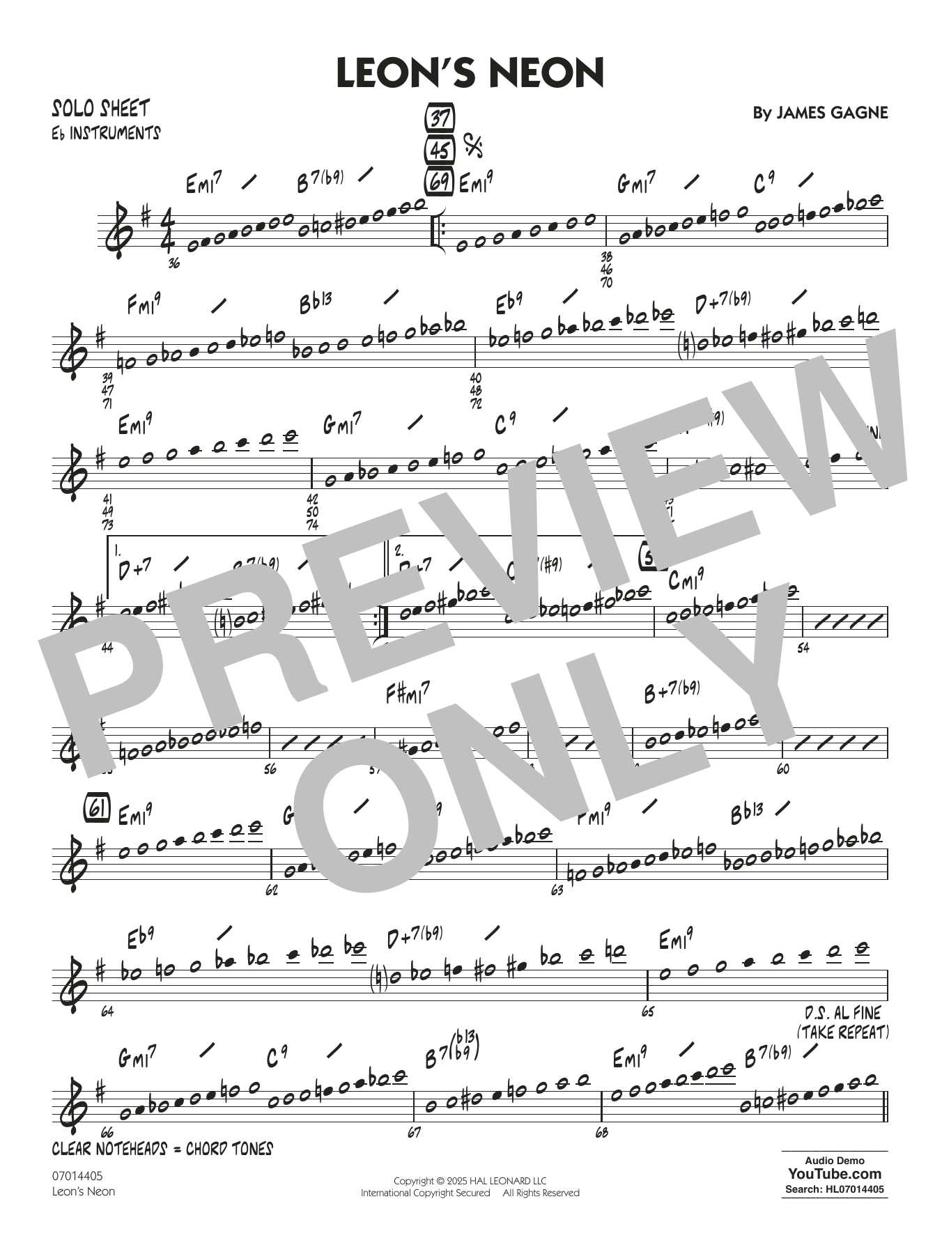 Leon's Neon - Eb Solo Sheet