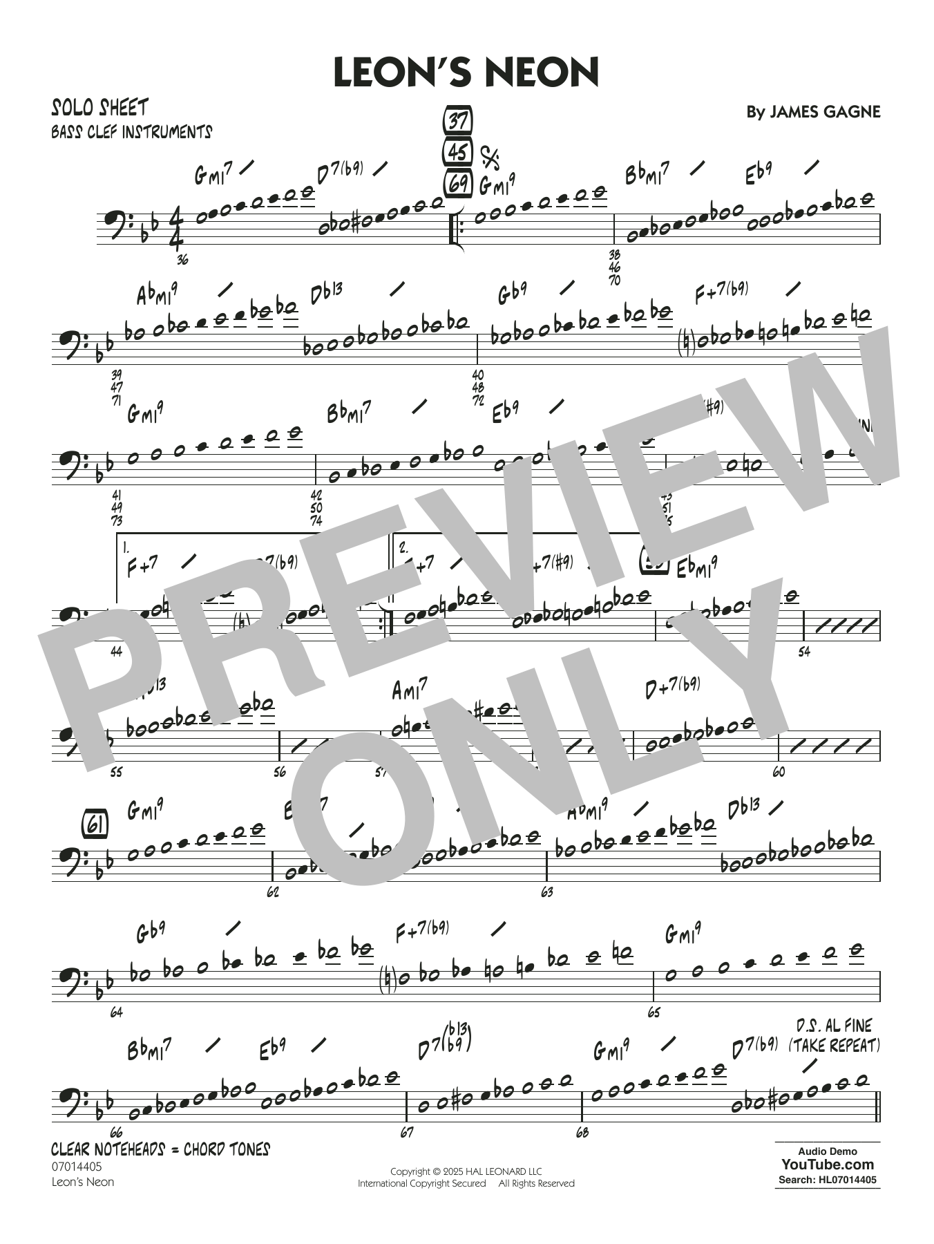 Leon's Neon - Bass Clef Solo Sheet