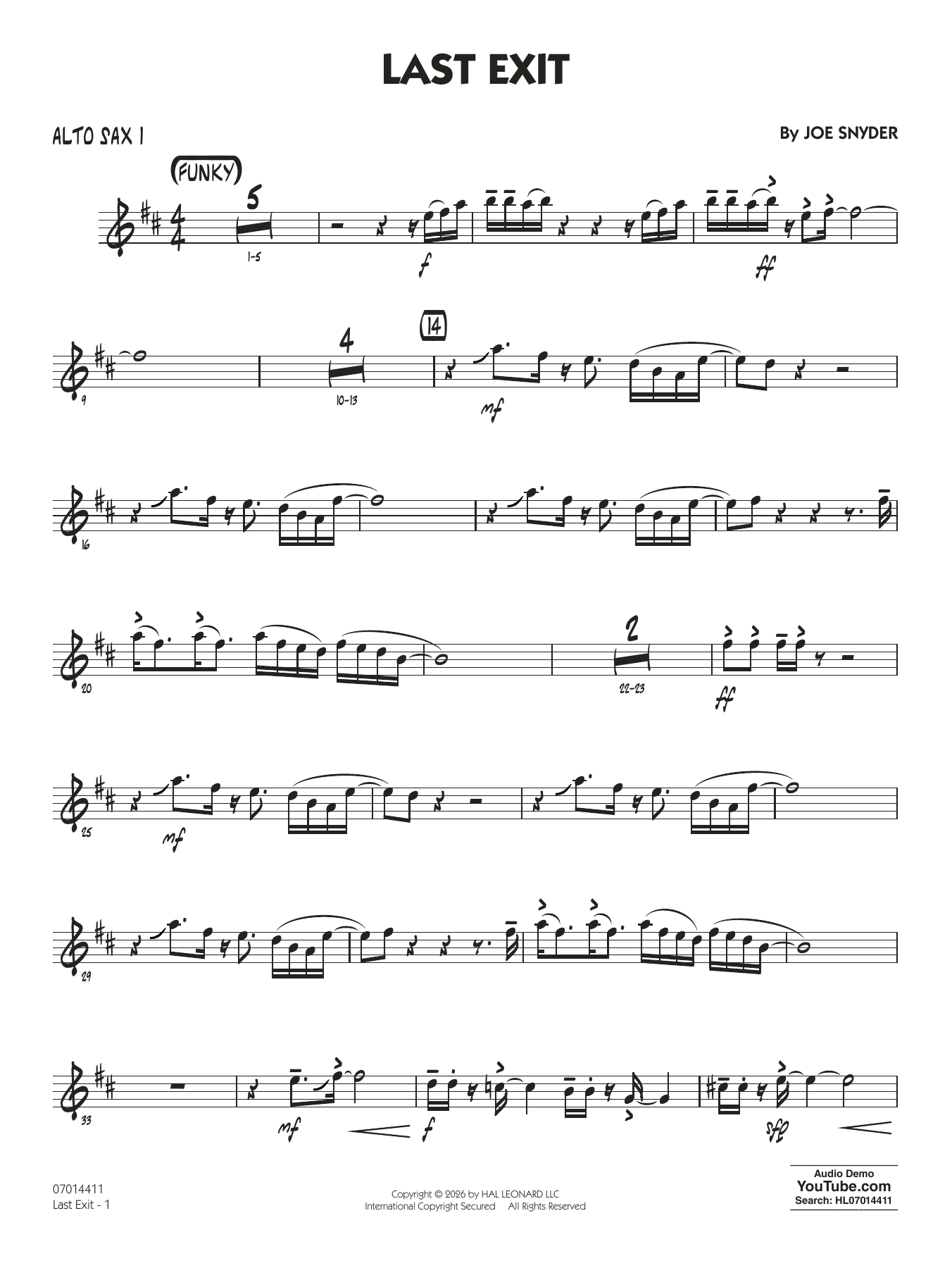 Last Exit - Alto Sax 1