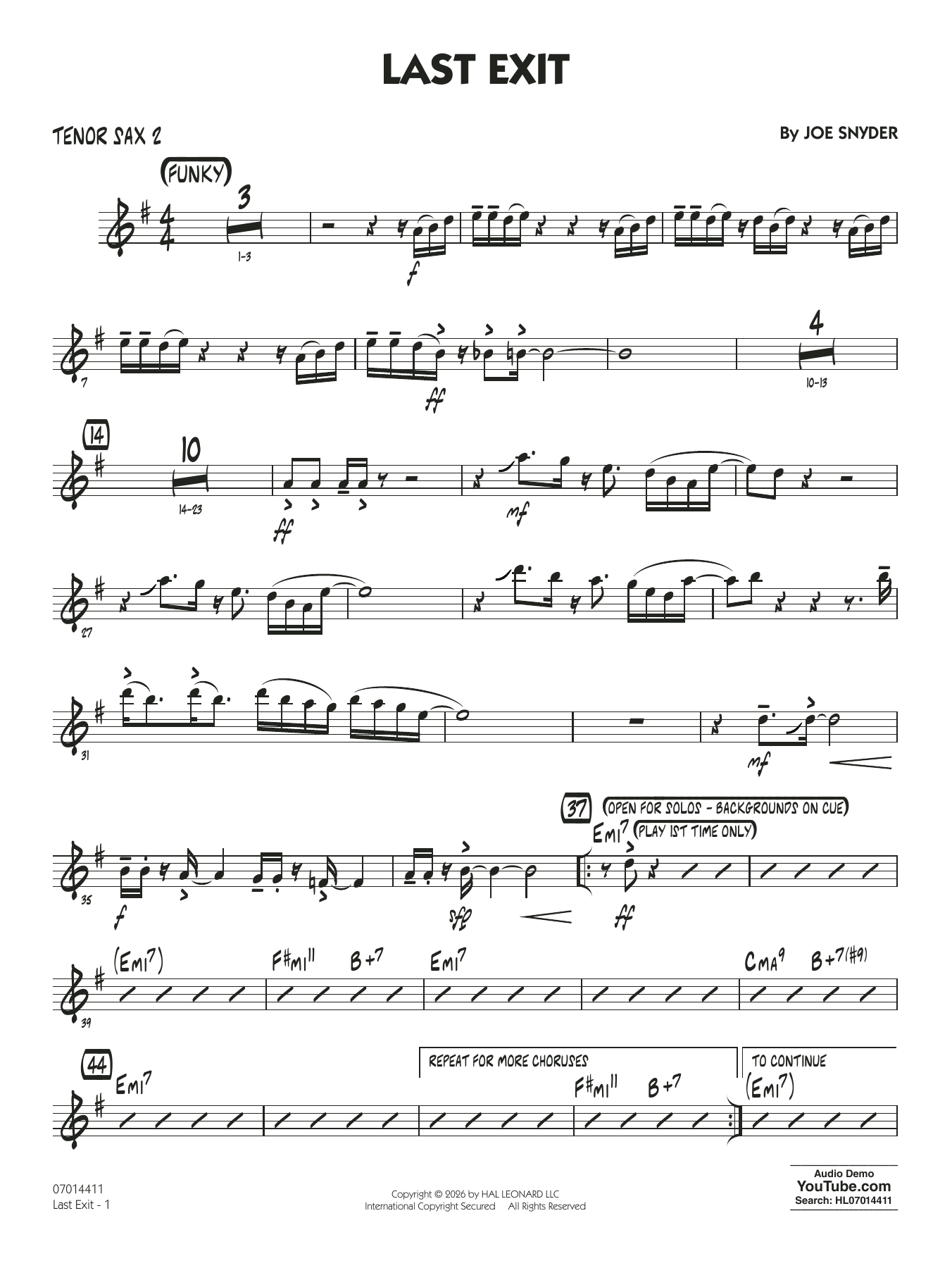 Last Exit - Tenor Sax 2