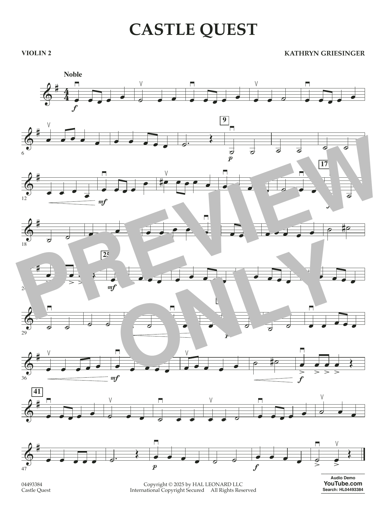 Castle Quest - Violin 2