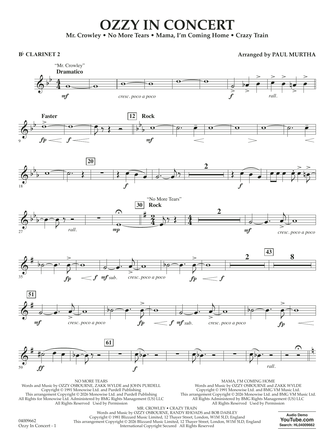 Ozzy In Concert - Bb Clarinet 2