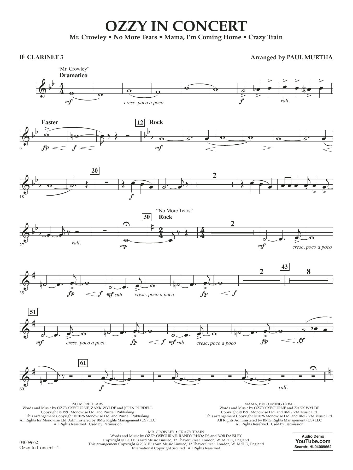 Ozzy In Concert - Bb Clarinet 3