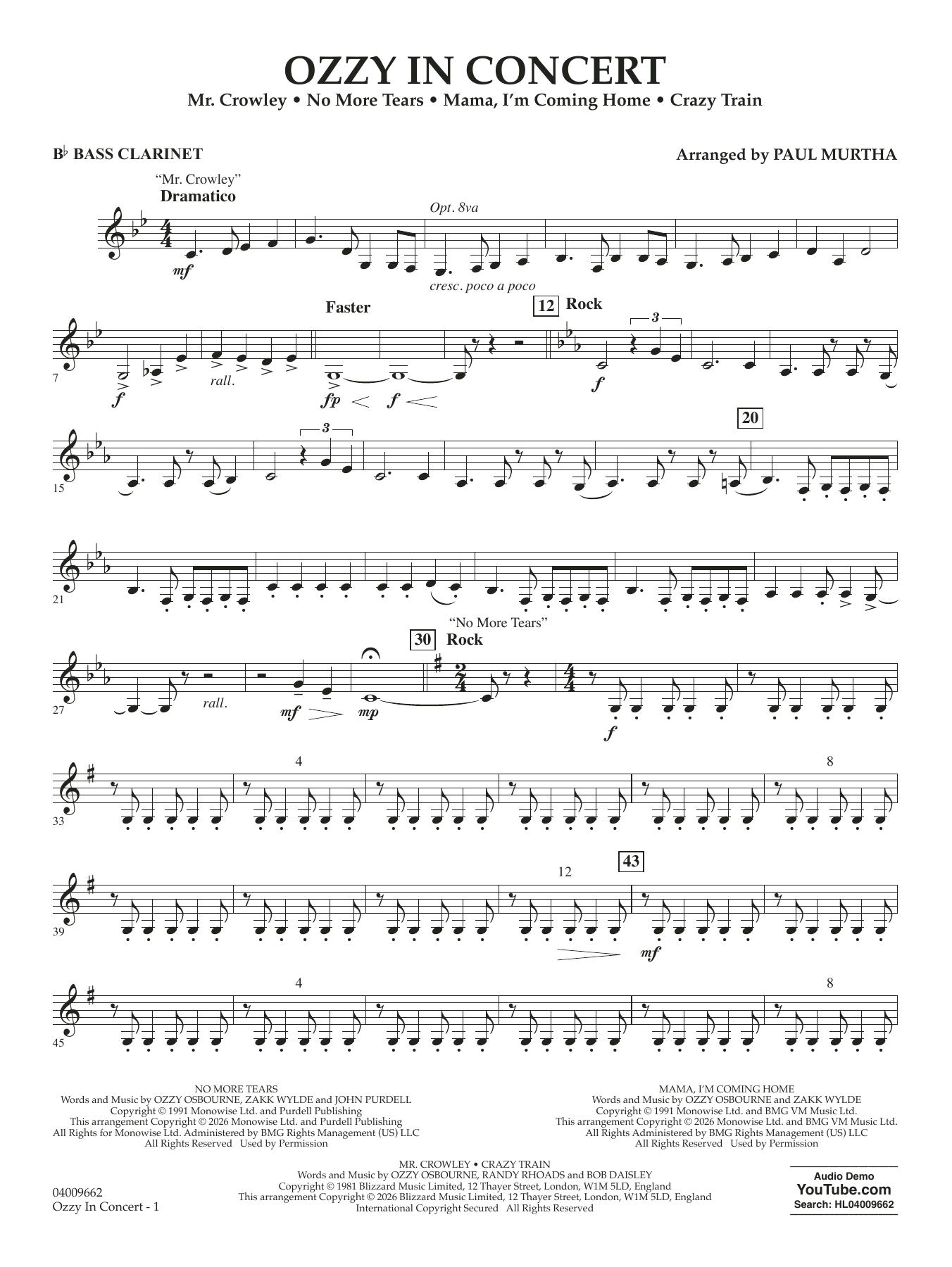 Ozzy In Concert - Bb Bass Clarinet