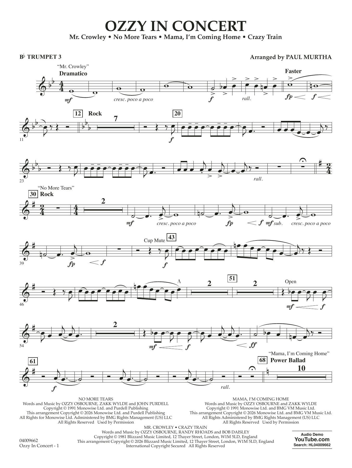 Ozzy In Concert - Bb Trumpet 3